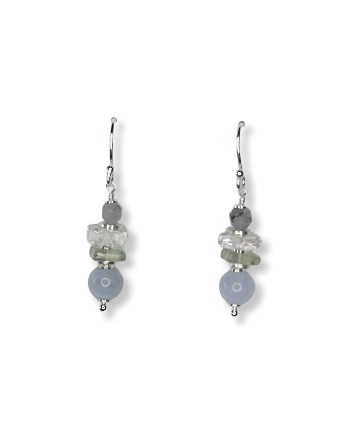Chalcedony, Apatite + Prehnite Earrings