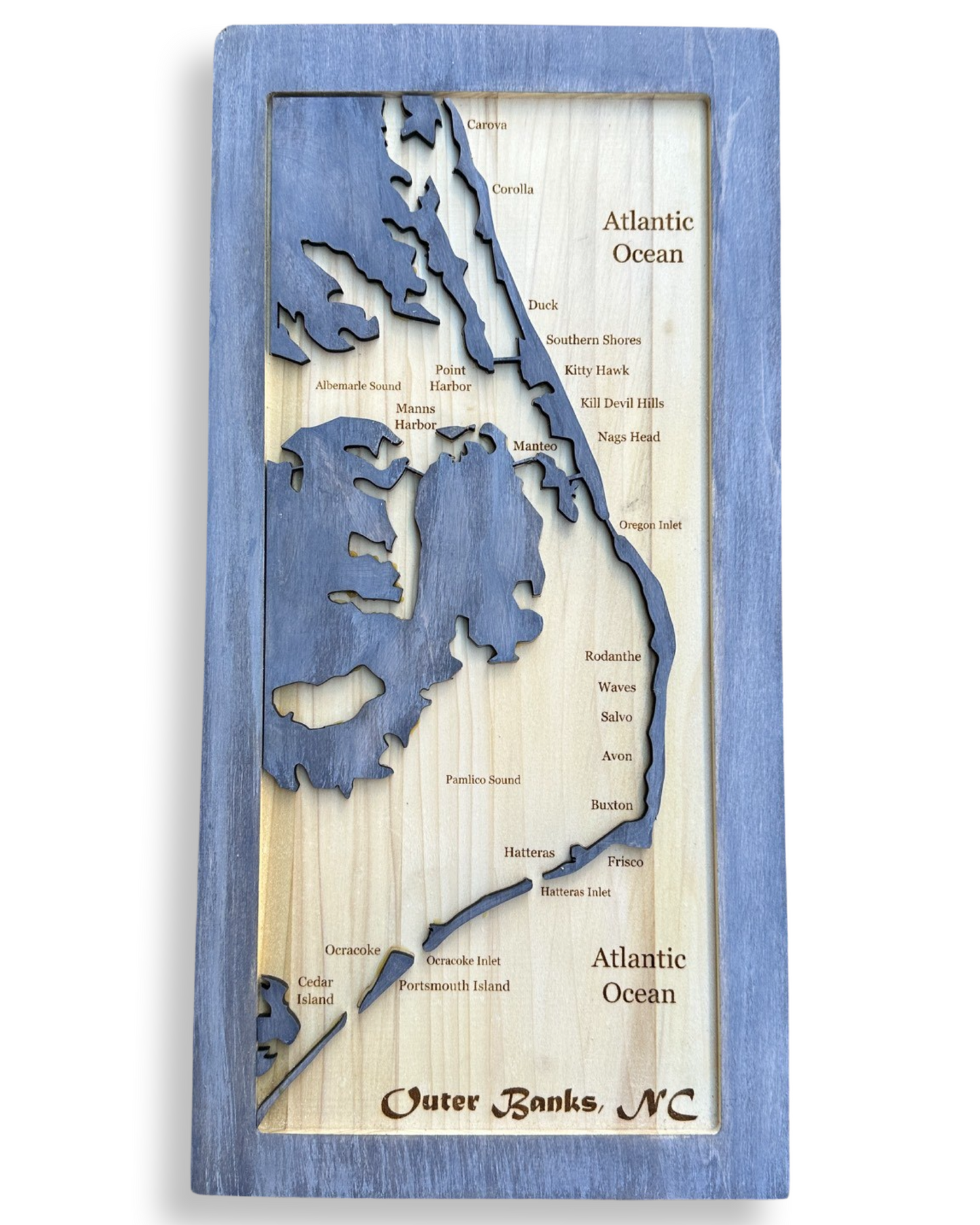 Handmade 3D Wooden Map of the Outer Banks