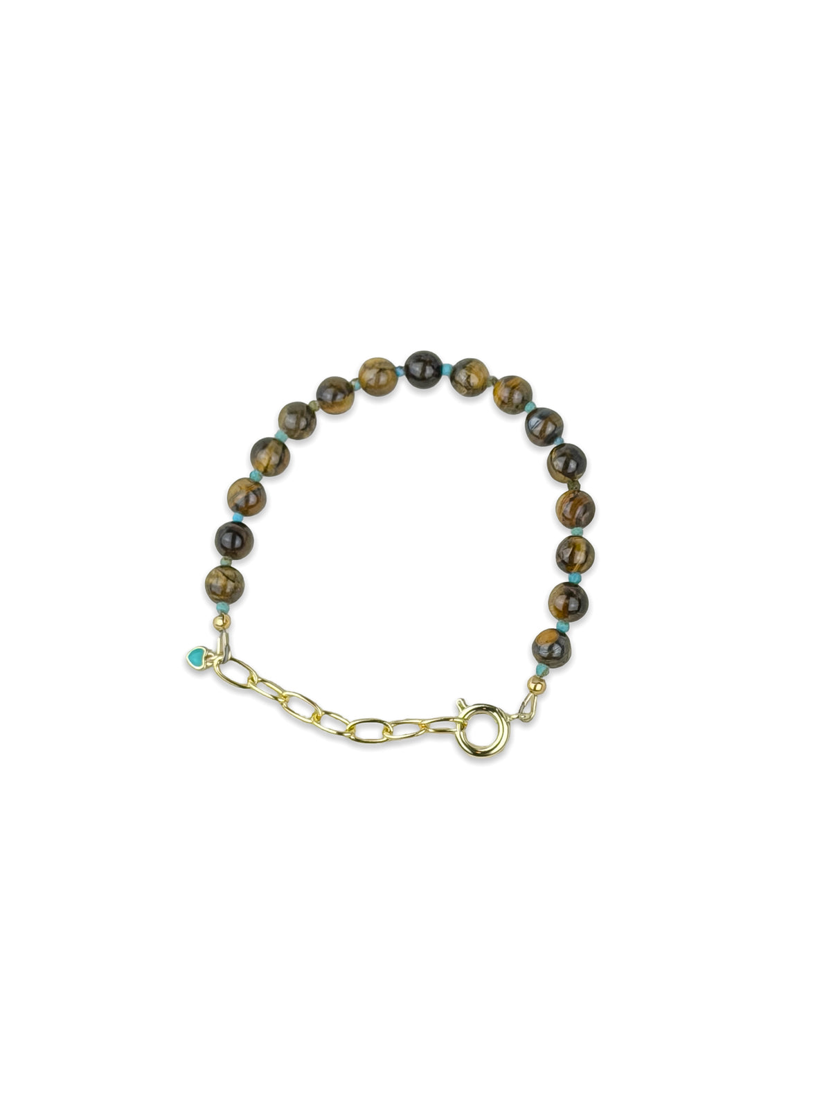 Riley James Tiger Eye + Turquoise 14k Gold Fill Beaded Bracelet