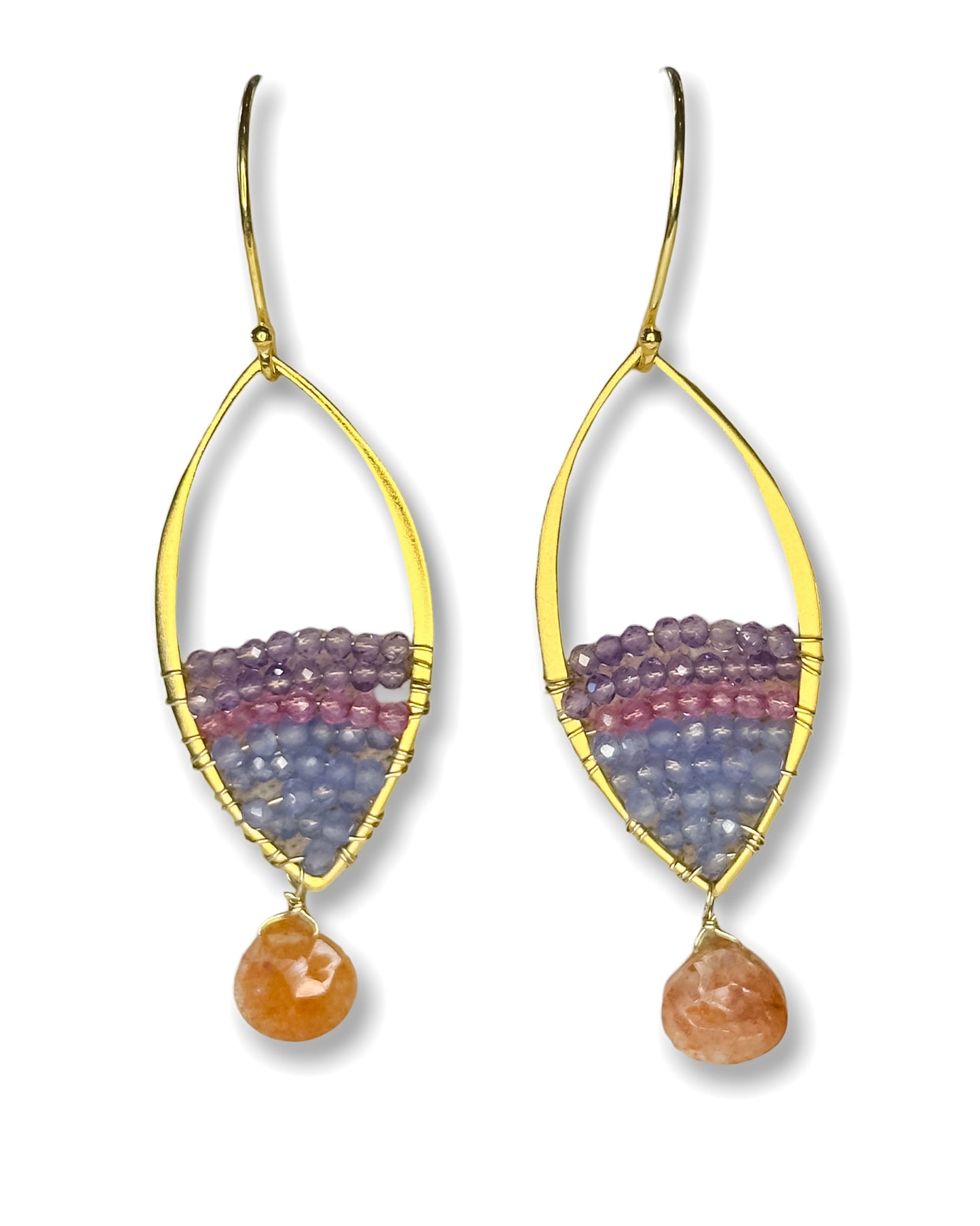 Large Gemstone Beaded Earrings
