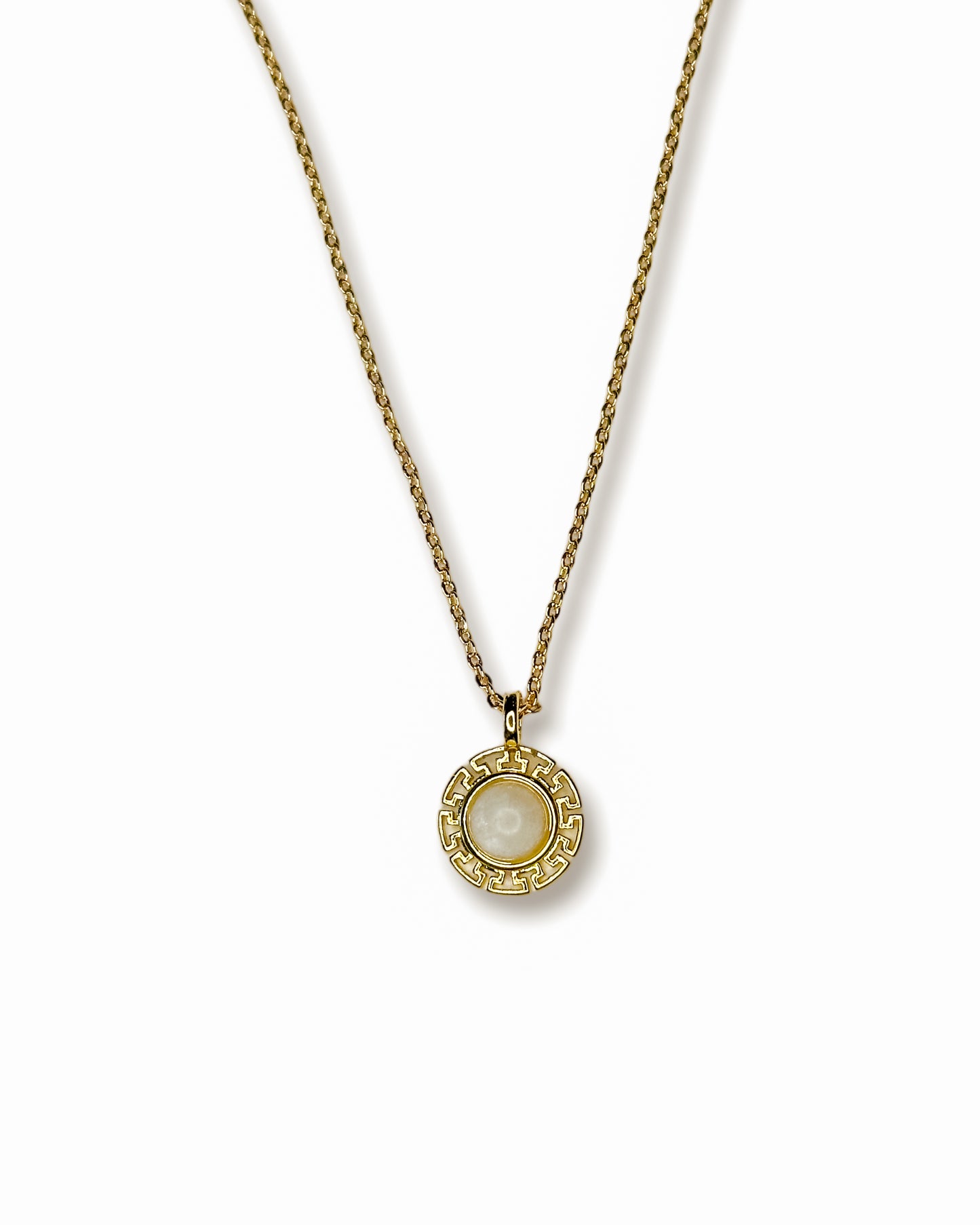 Moonstone Greek Key Necklace