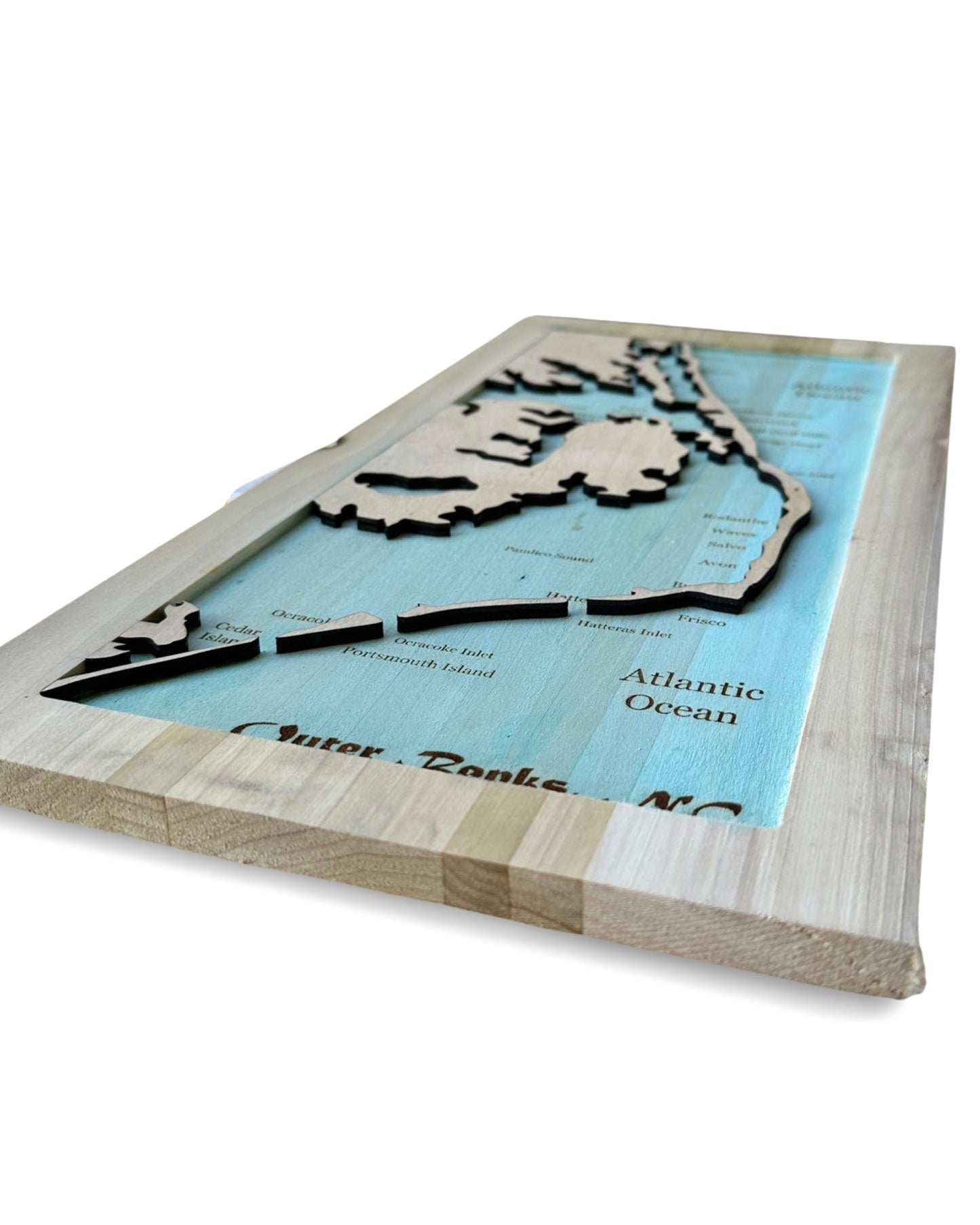 Handmade 3D Wooden Map of the Outer Banks