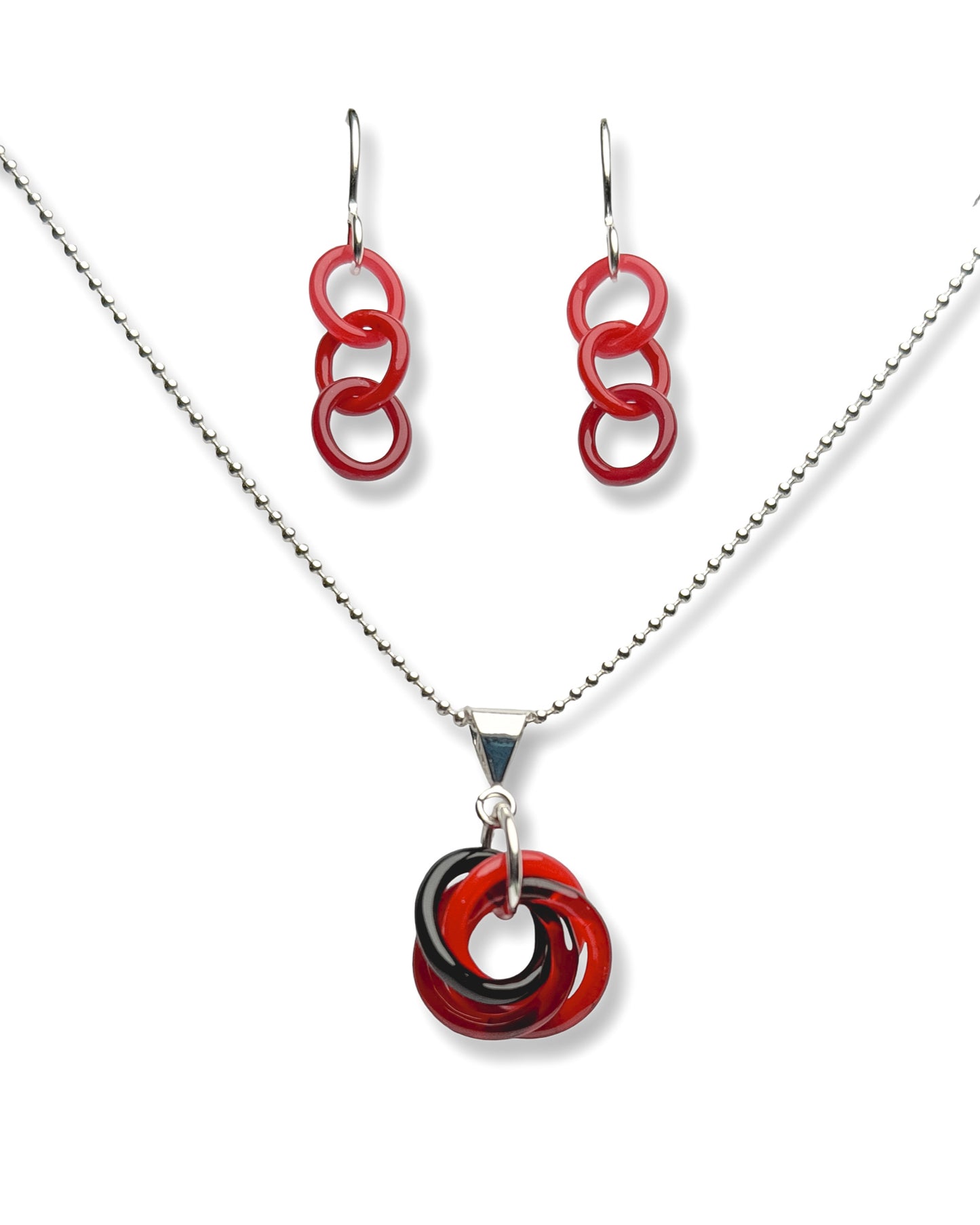 Mobius Glass + Sterling Silver Chainmaille Necklace