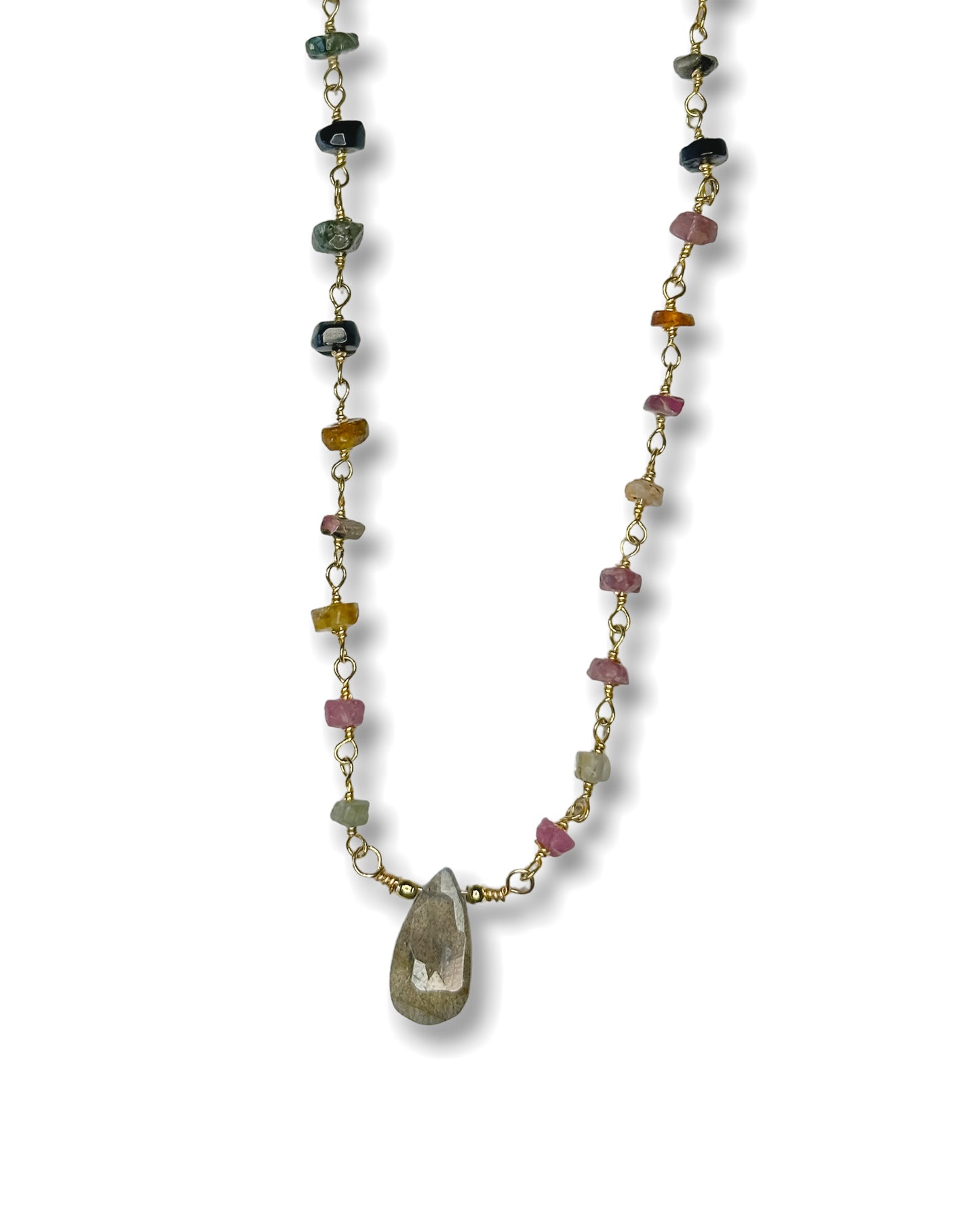 Watermelon Tourmaline + Labradorite Necklace