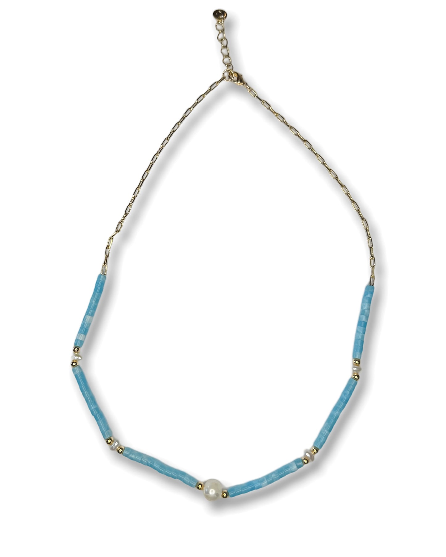 Genuine Stone + Freshwater Pearl Beaded Necklace