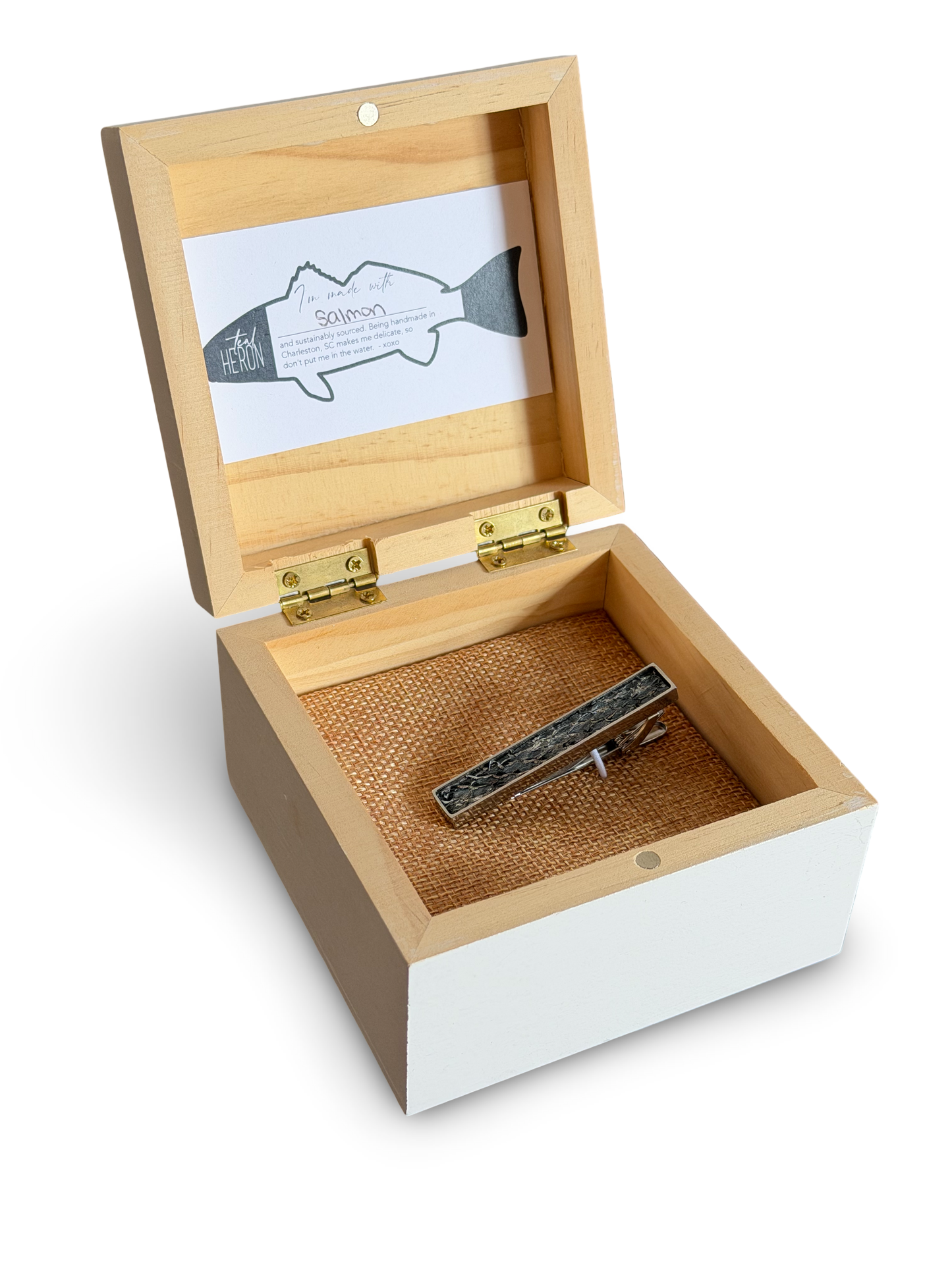 Fish Leather Tie Bar Clip