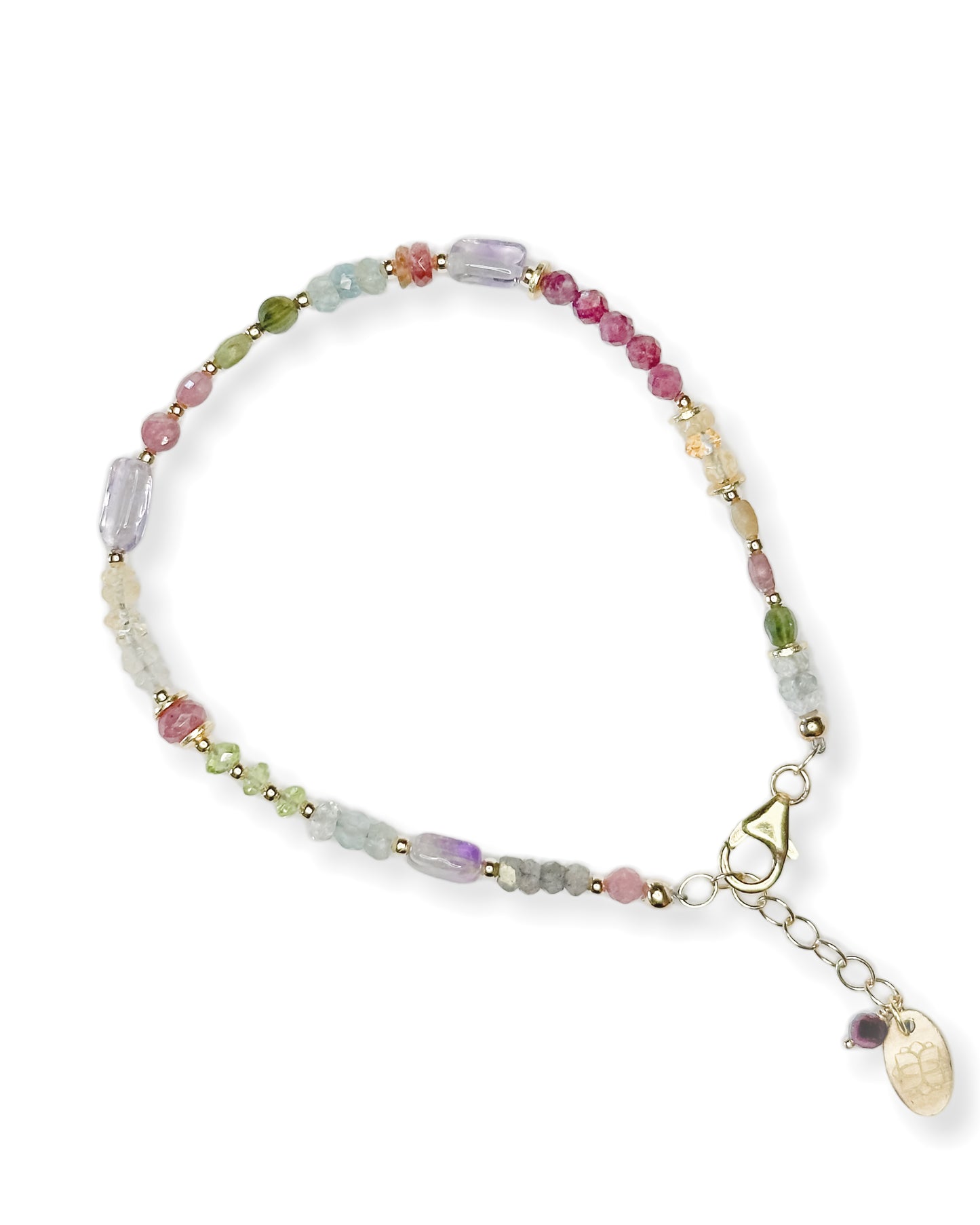 Aquamarine, Labradorite, Ruby, Amethyst + Tourmaline Bracelet