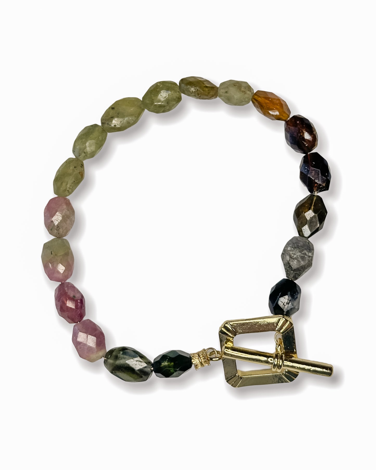 Watermelon Tourmaline Toggle Bracelet