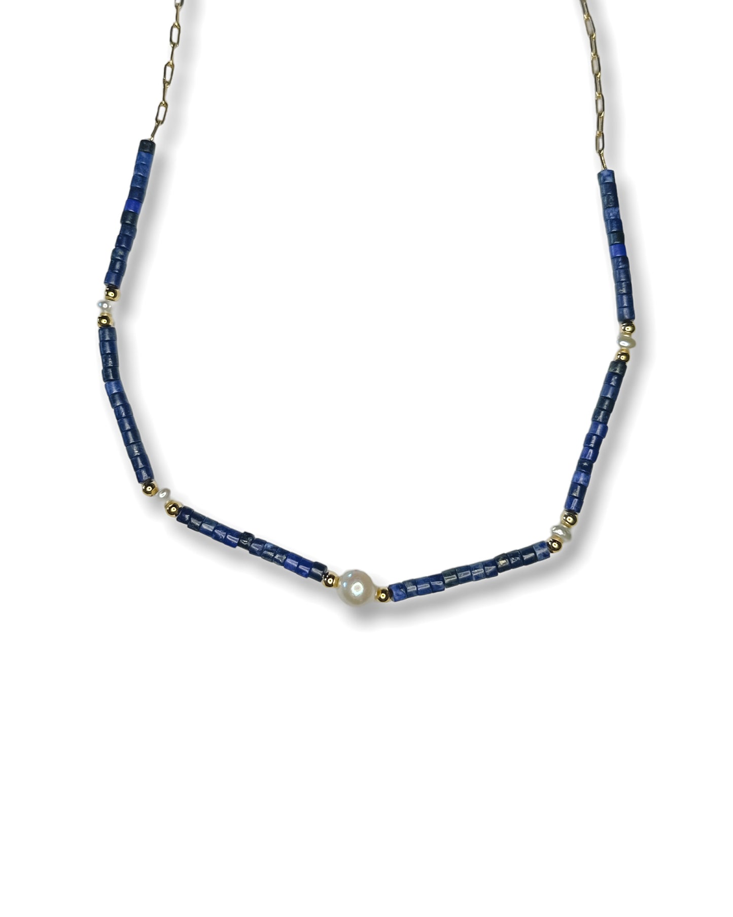 Genuine Stone + Freshwater Pearl Beaded Necklace