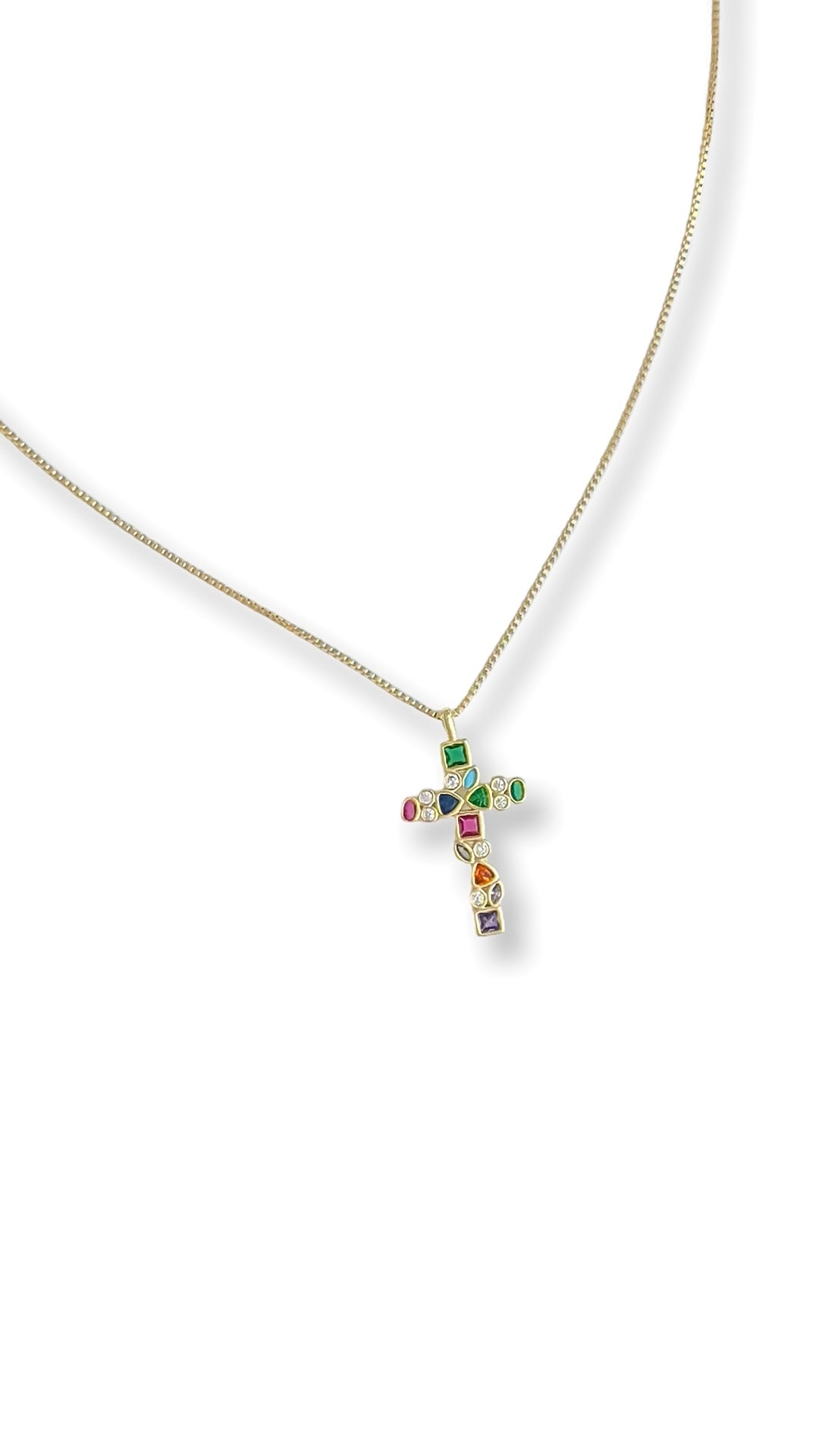 Riley James Colorful Cross Pendant Necklace