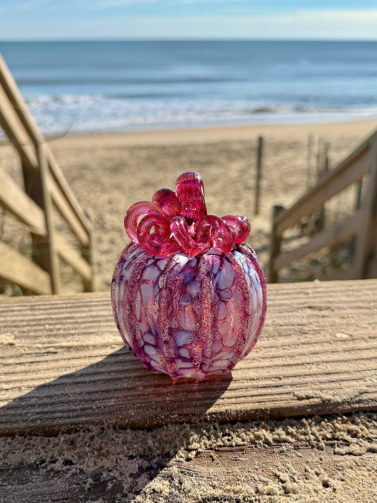 Handblown Glass Pumpkin | Small Magenta