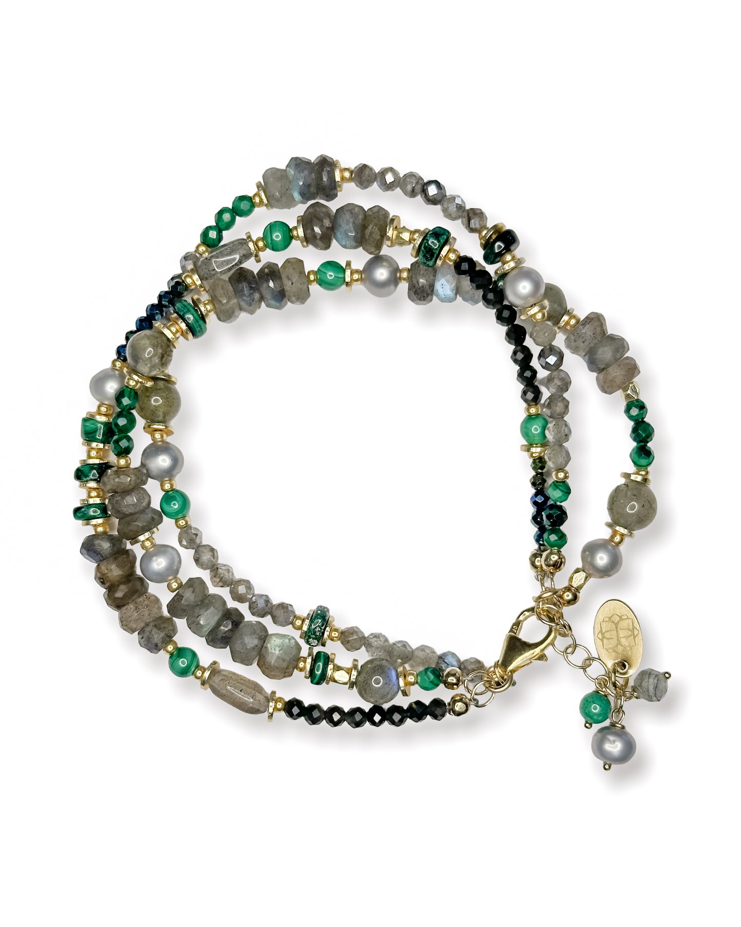 Malachite, Pearl + Labradorite Bracelet