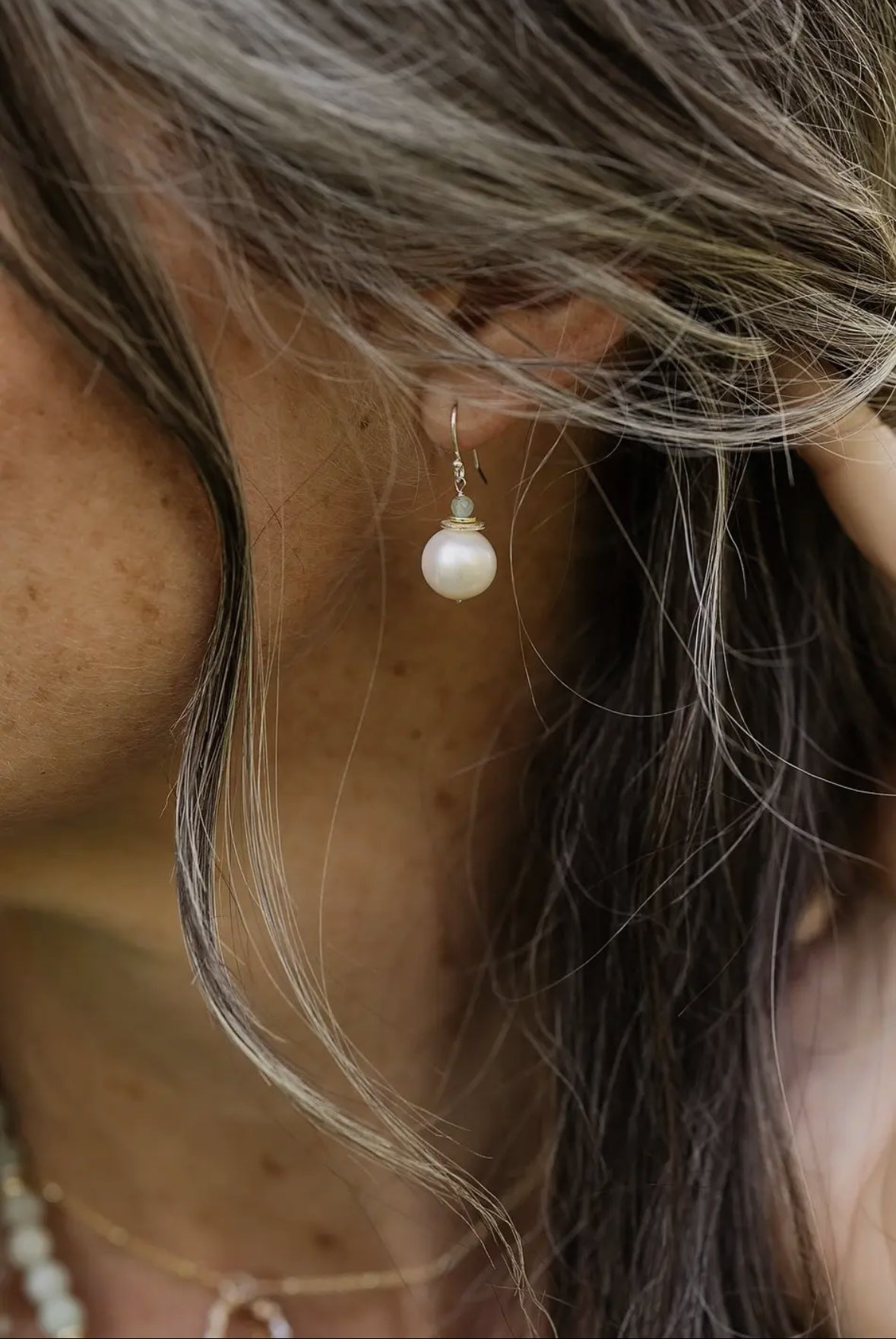 Chalcedony + Freshwater Pearl Earrings