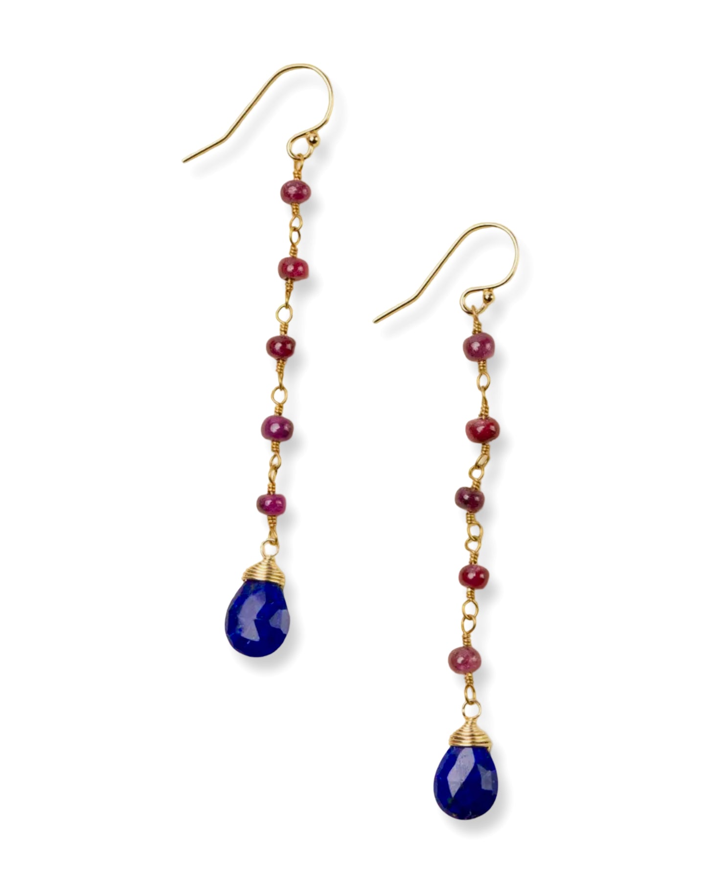 Ruby + Lapis Earrings
