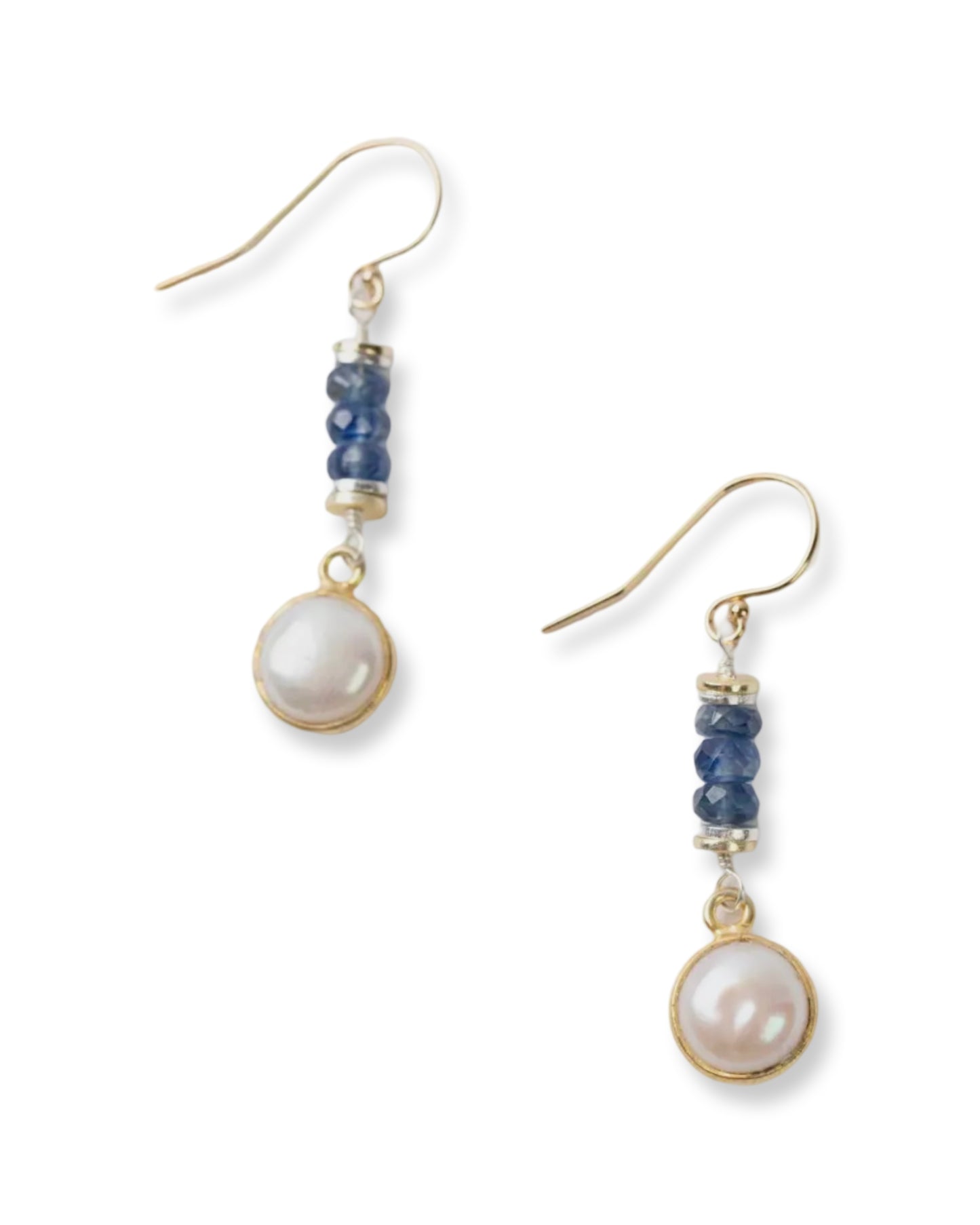 Freshwater Pearl + Iolite Earrings