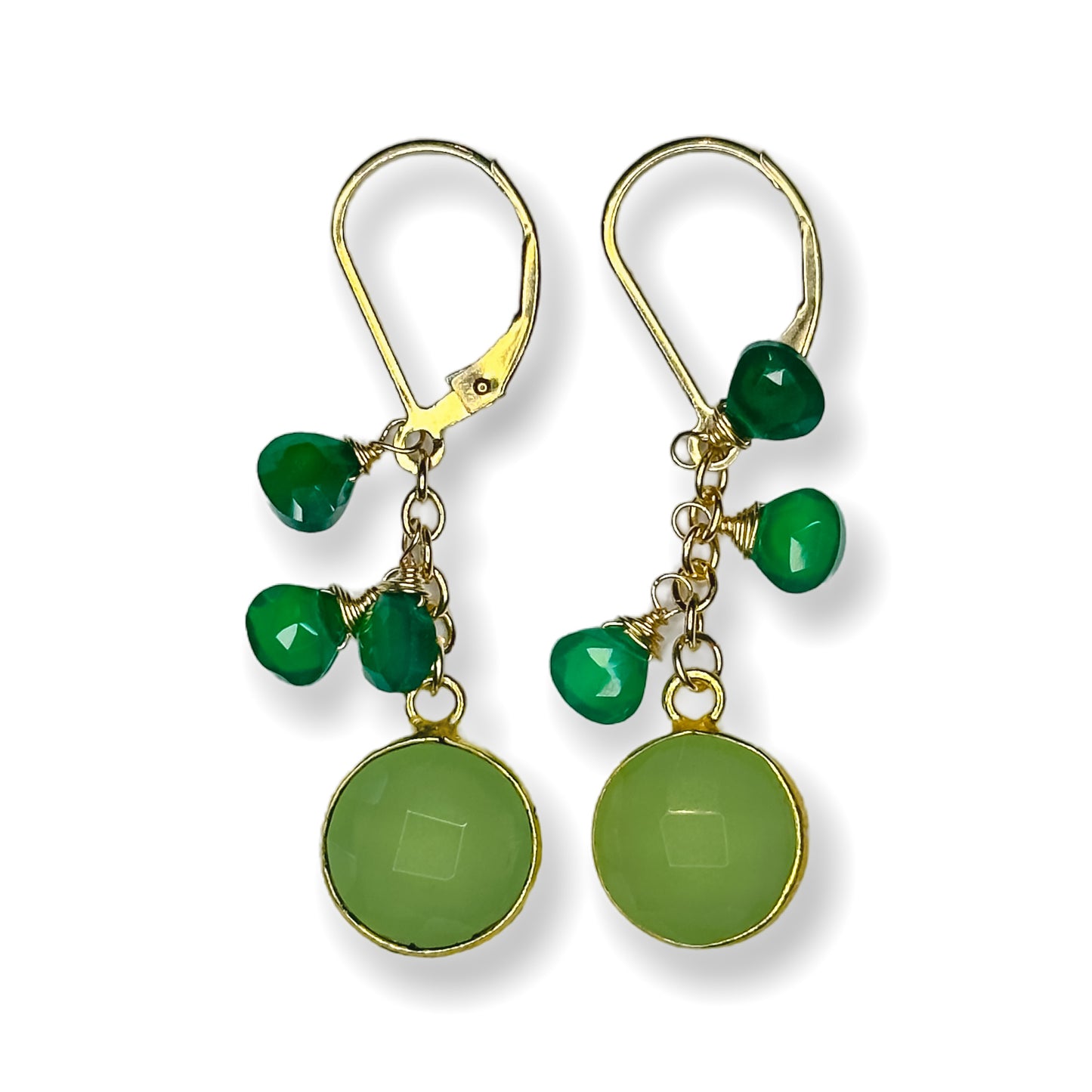 Chrysophase & Green Onyx Earrings