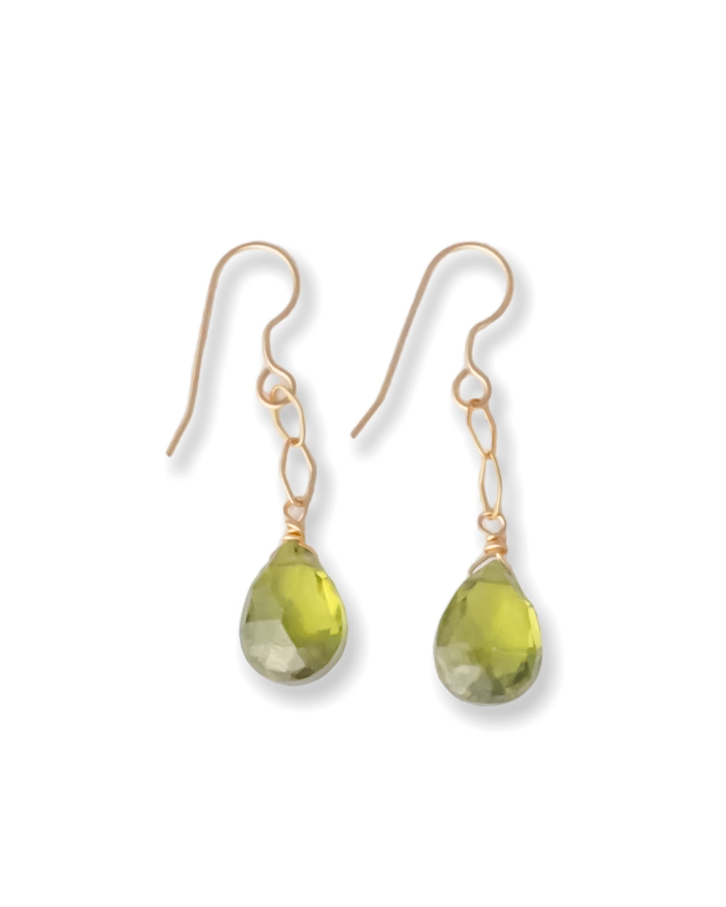Peridot Gold Chain Earrings