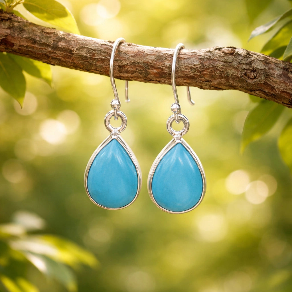 Arizona Turquoise Sterling Silver - Handmade Dangle Earrings