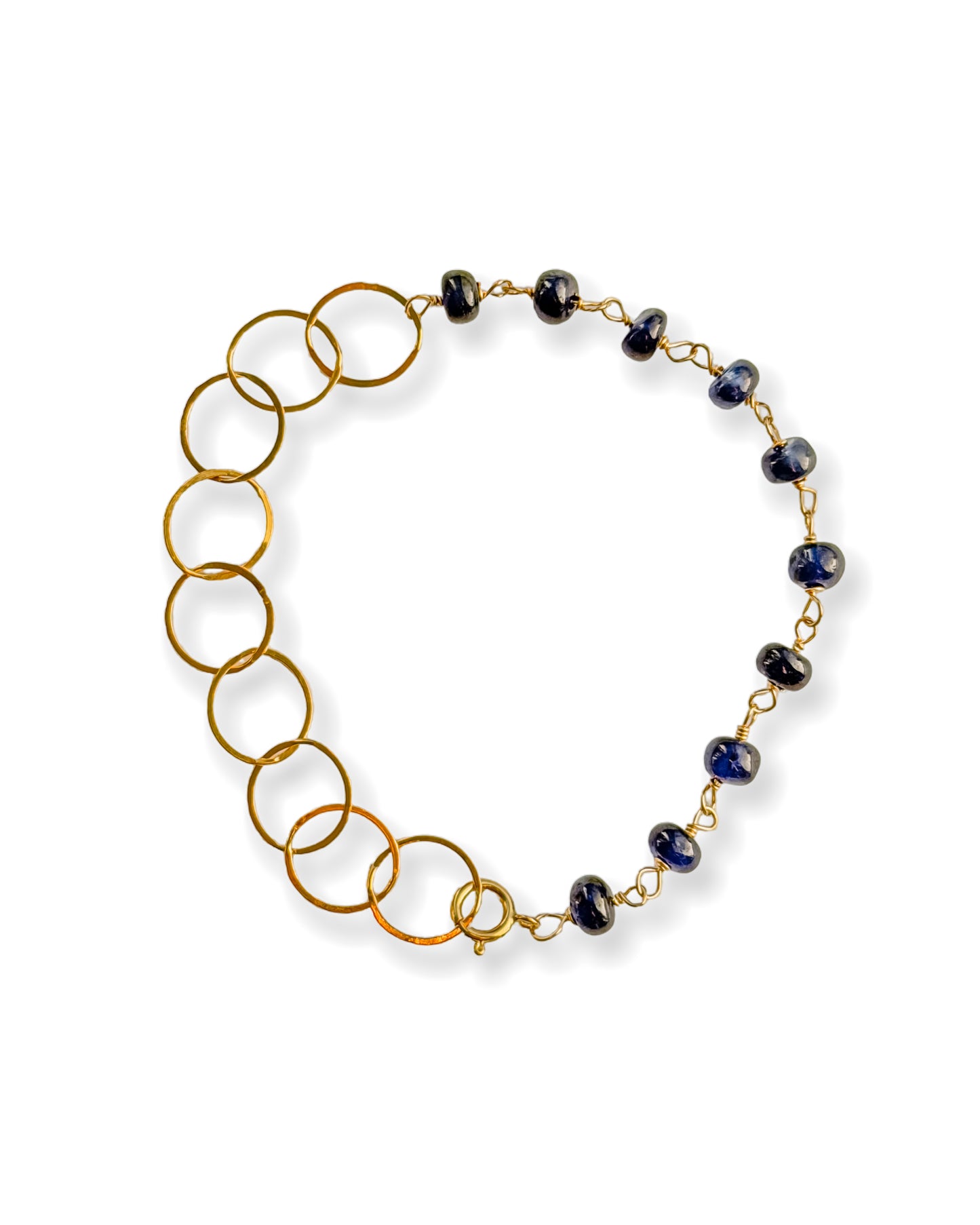 Half & Half Gemstone Gold Loop Bracelet