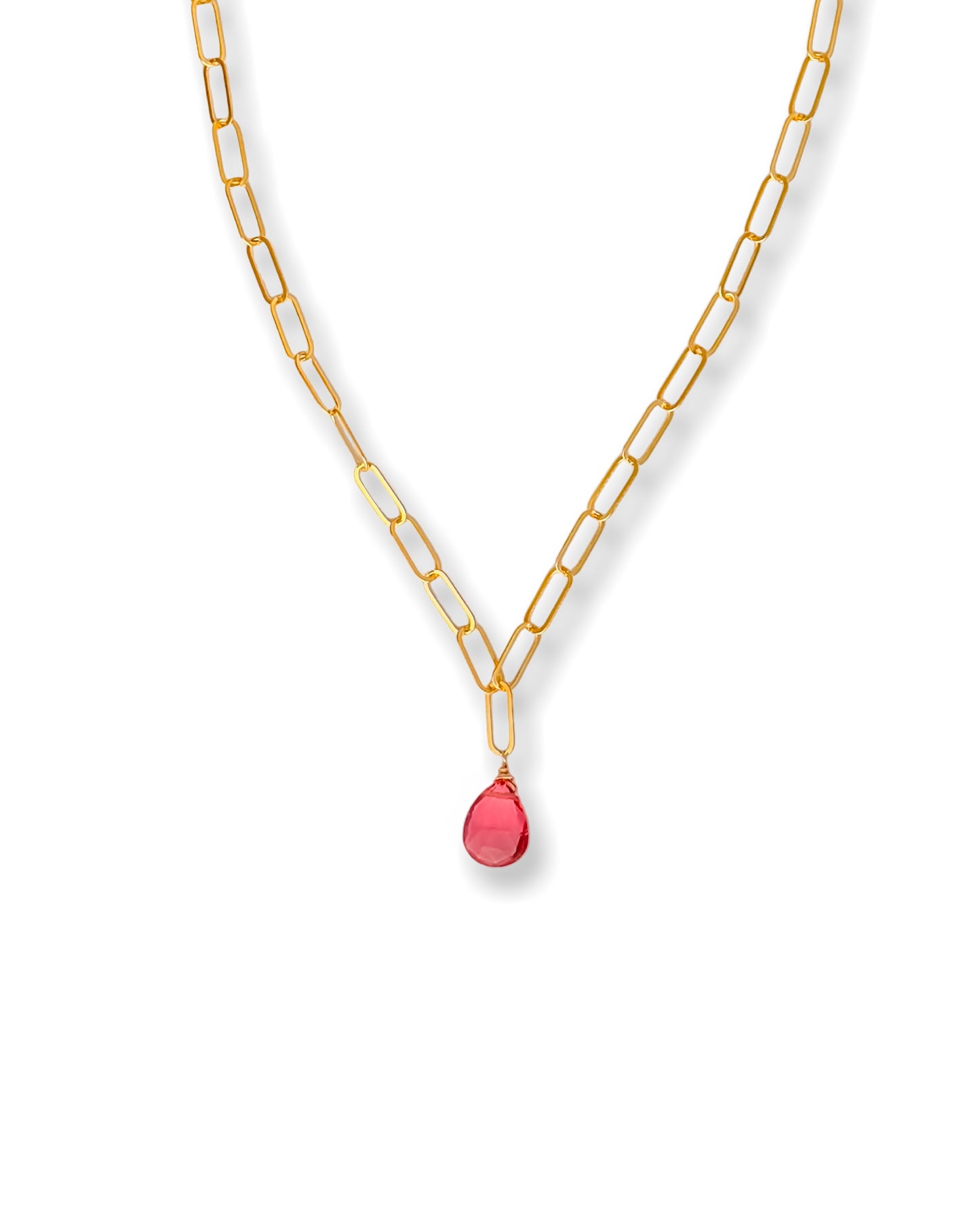 Large Gemstone Paperclip Necklace