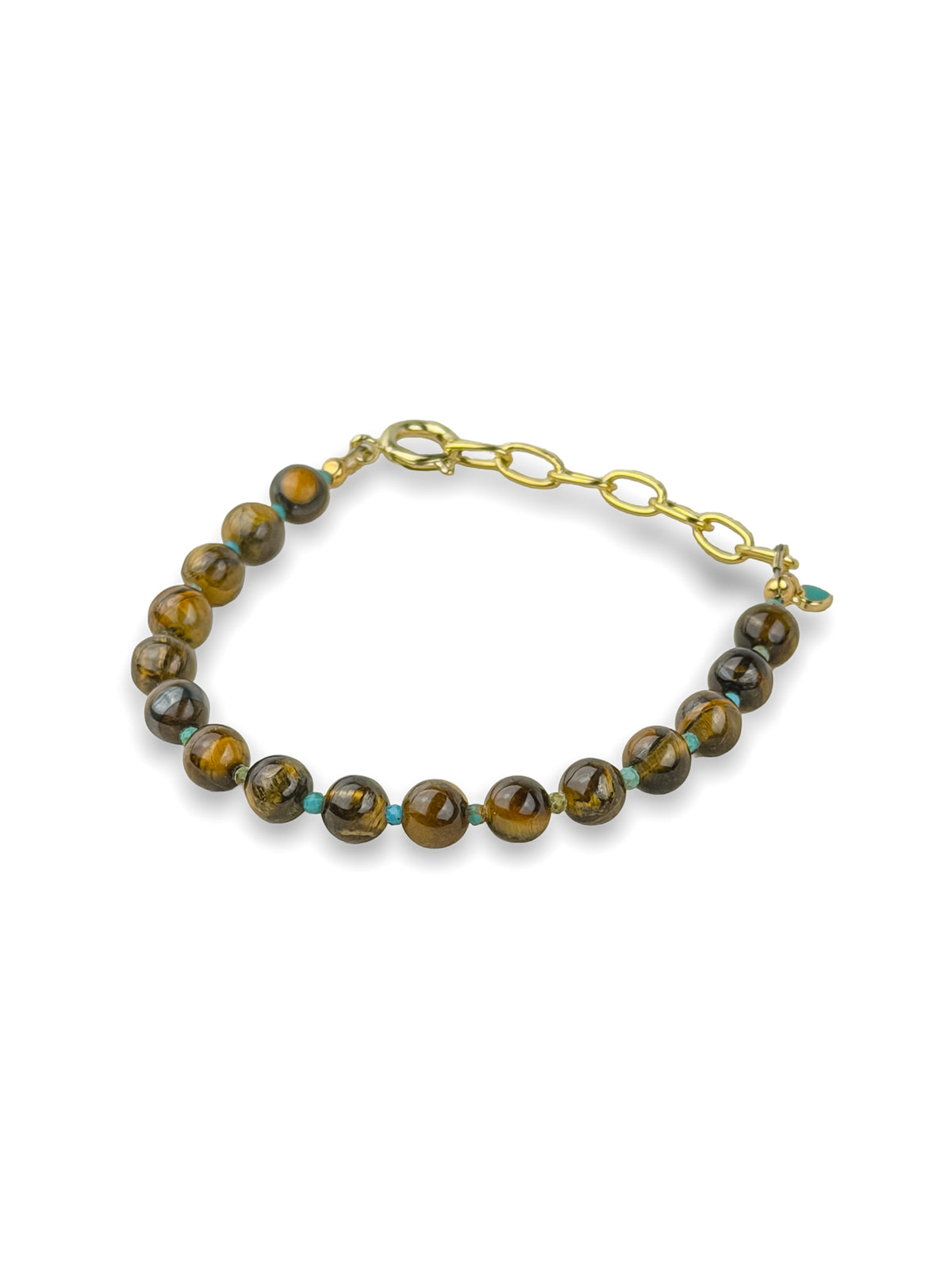 Riley James Tiger Eye + Turquoise 14k Gold Fill Beaded Bracelet