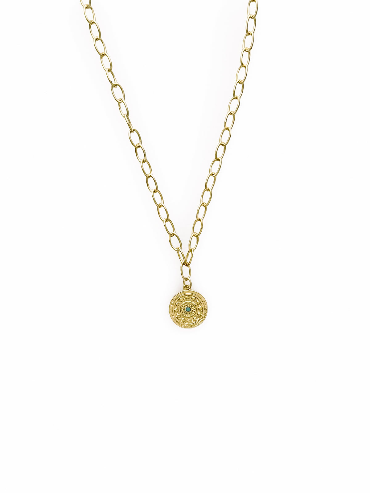 Riley James 14k Gold Filled Round Link Chain Pendant Necklace