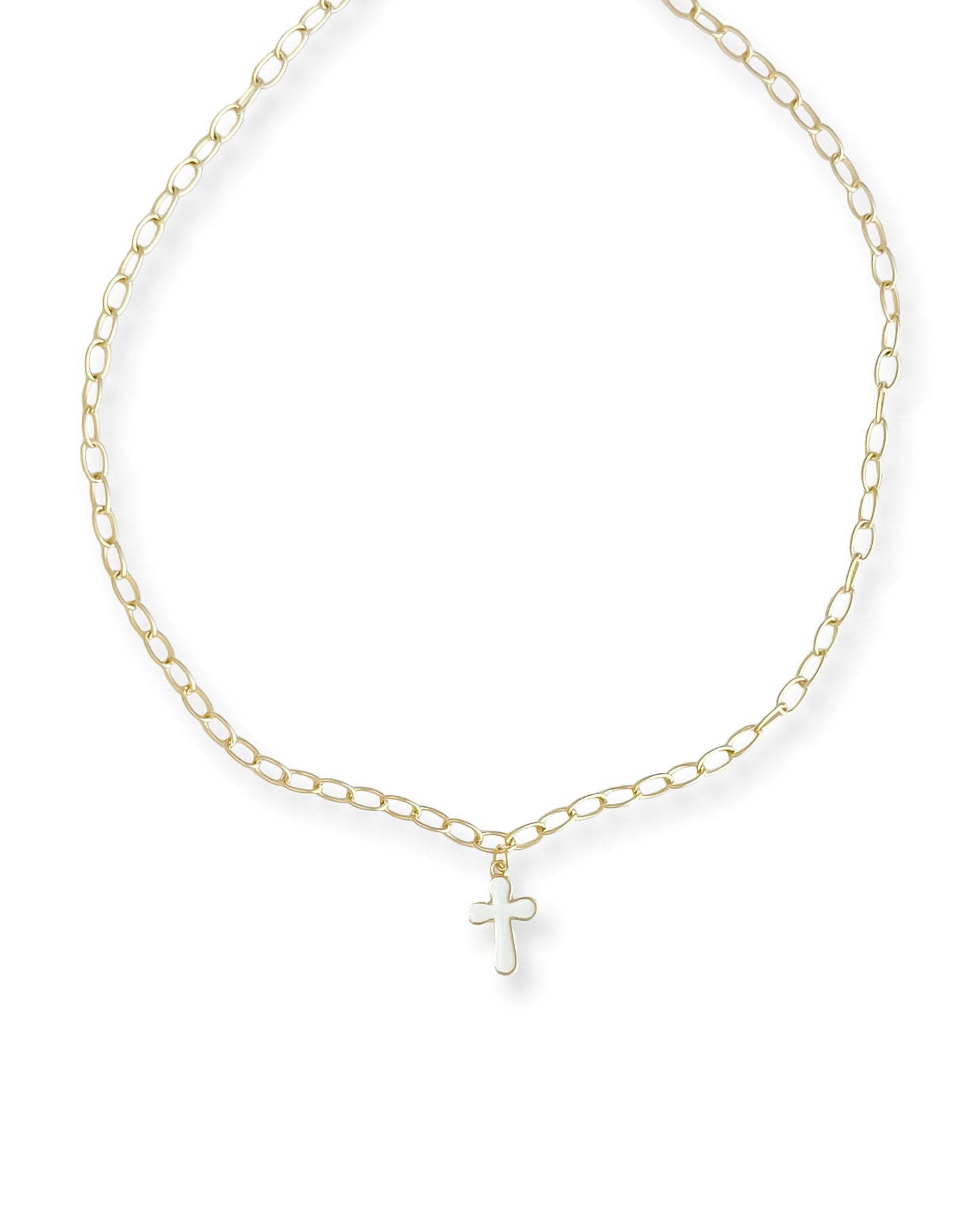 Riley James White Enamel Cross Necklace