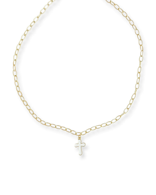 Riley James White Enamel Cross Necklace