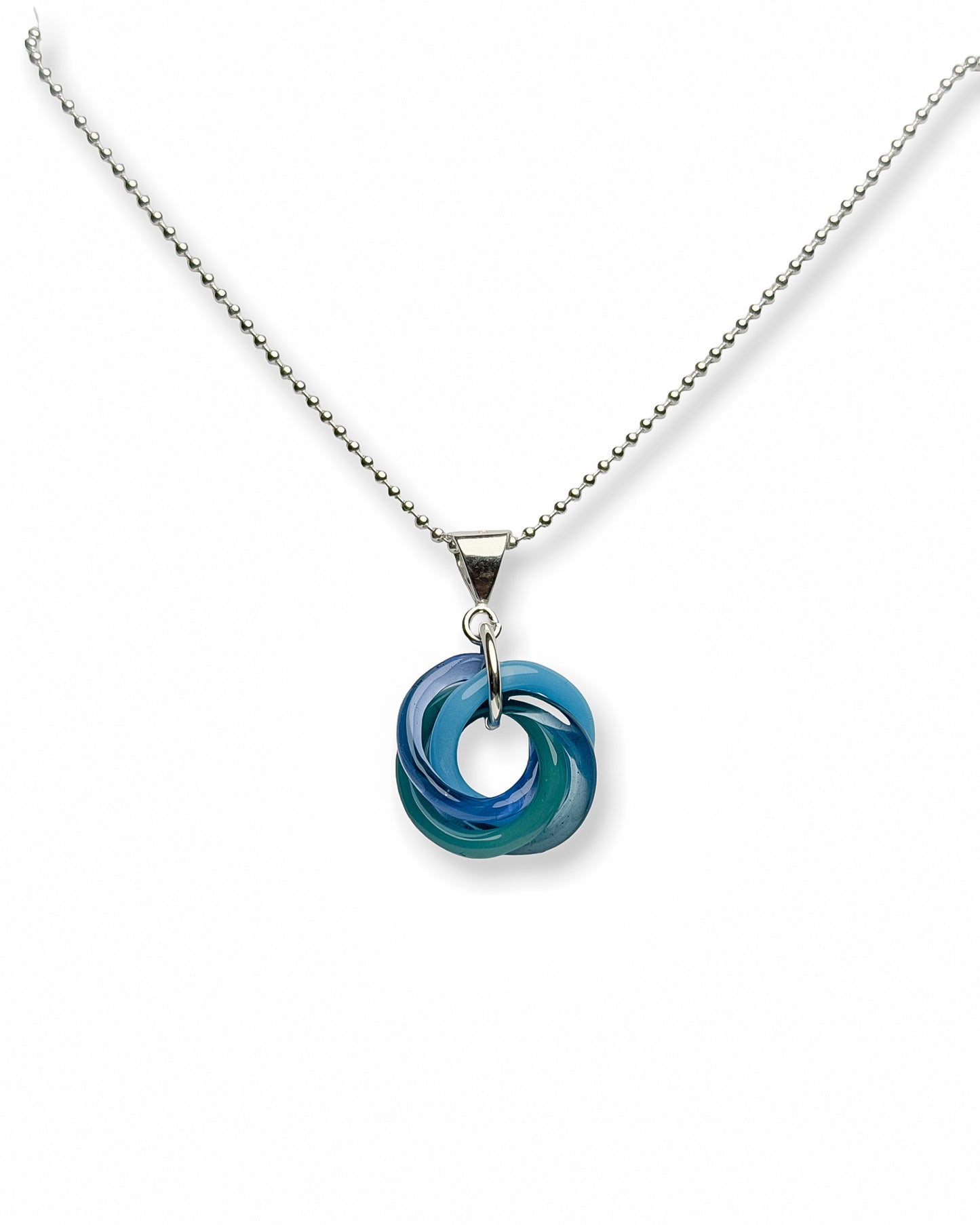 Mobius Glass + Sterling Silver Chainmaille Necklace