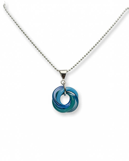 Mobius Glass + Sterling Silver Chainmaille Necklace