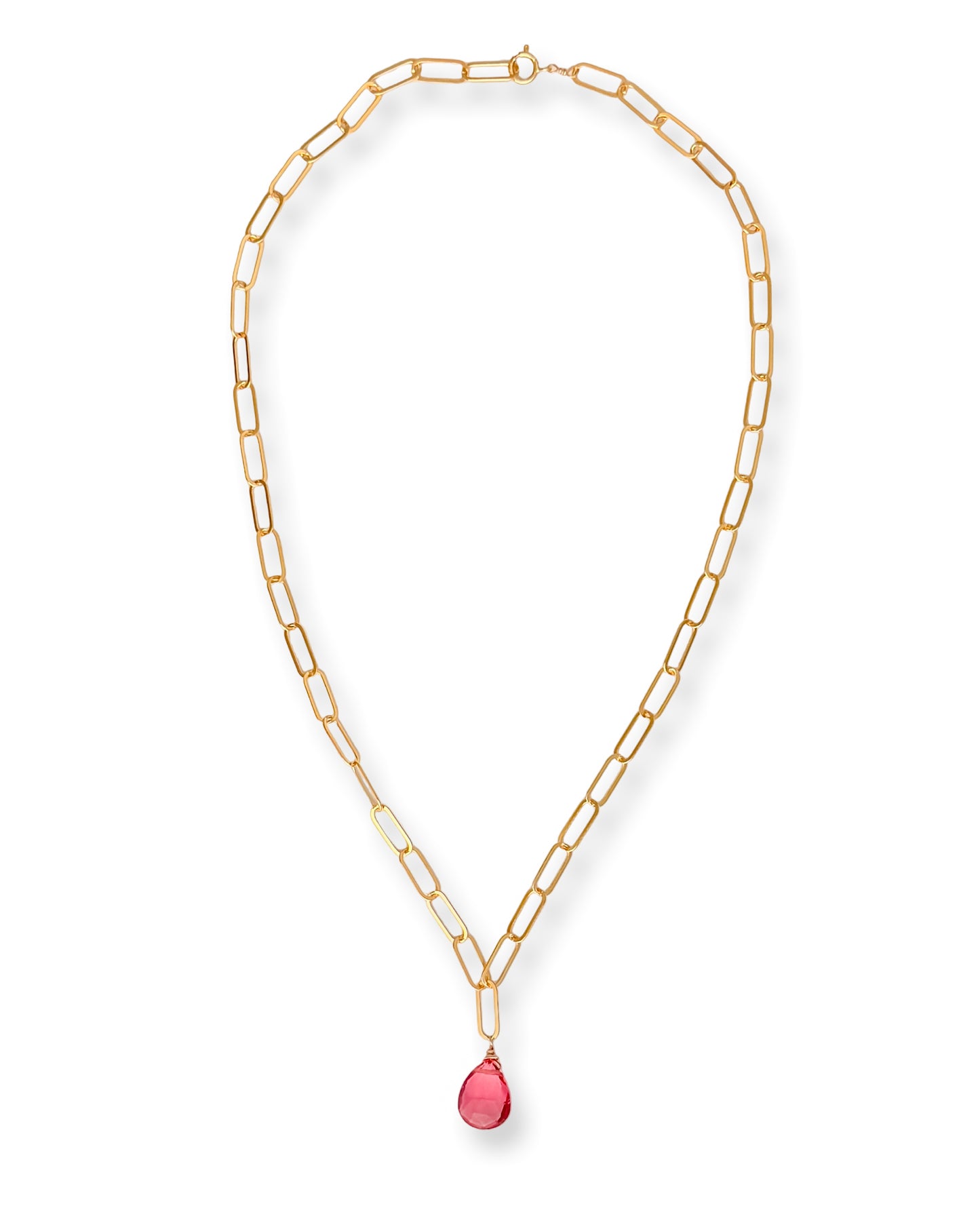 Large Gemstone Paperclip Necklace