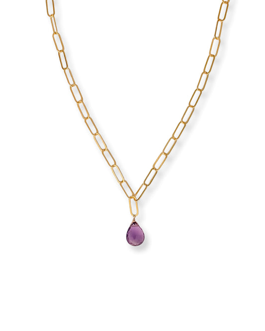 Large Gemstone Paperclip Necklace