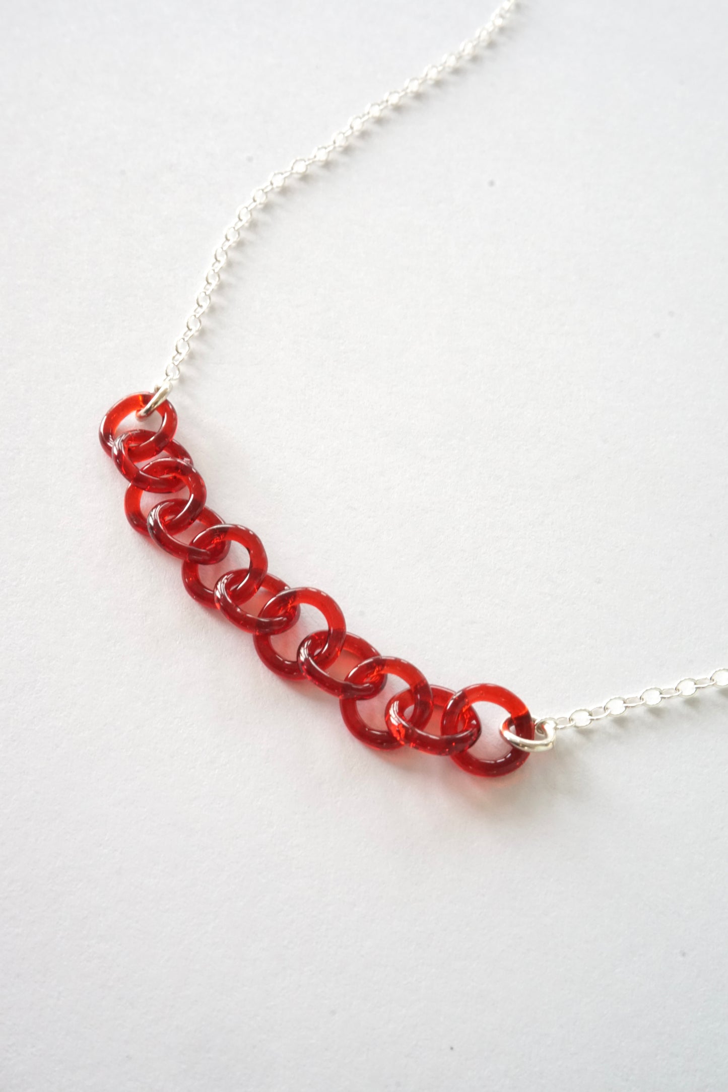 Eleven Ring Glass + Sterling Silver Chainmaille Necklace