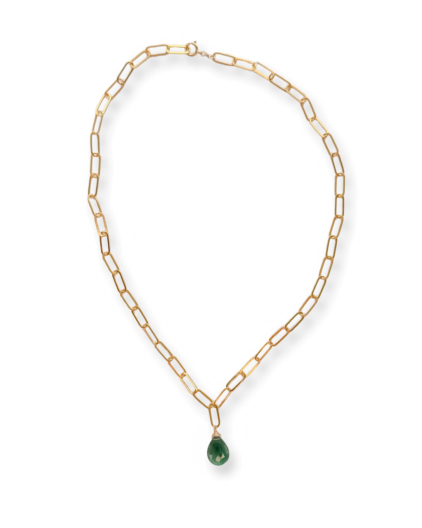 Large Gemstone Paperclip Necklace