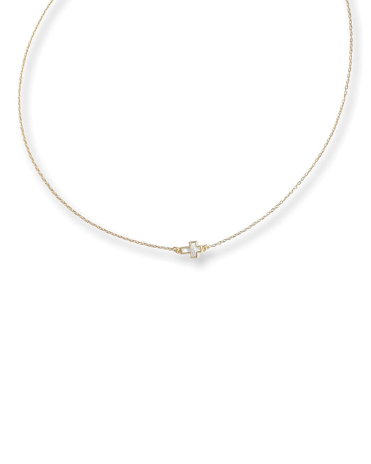 Riley James Pearl Cross Necklace