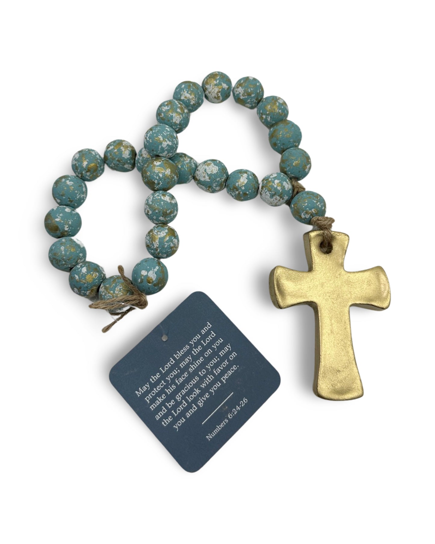 Wooden Bead Strand with Cross