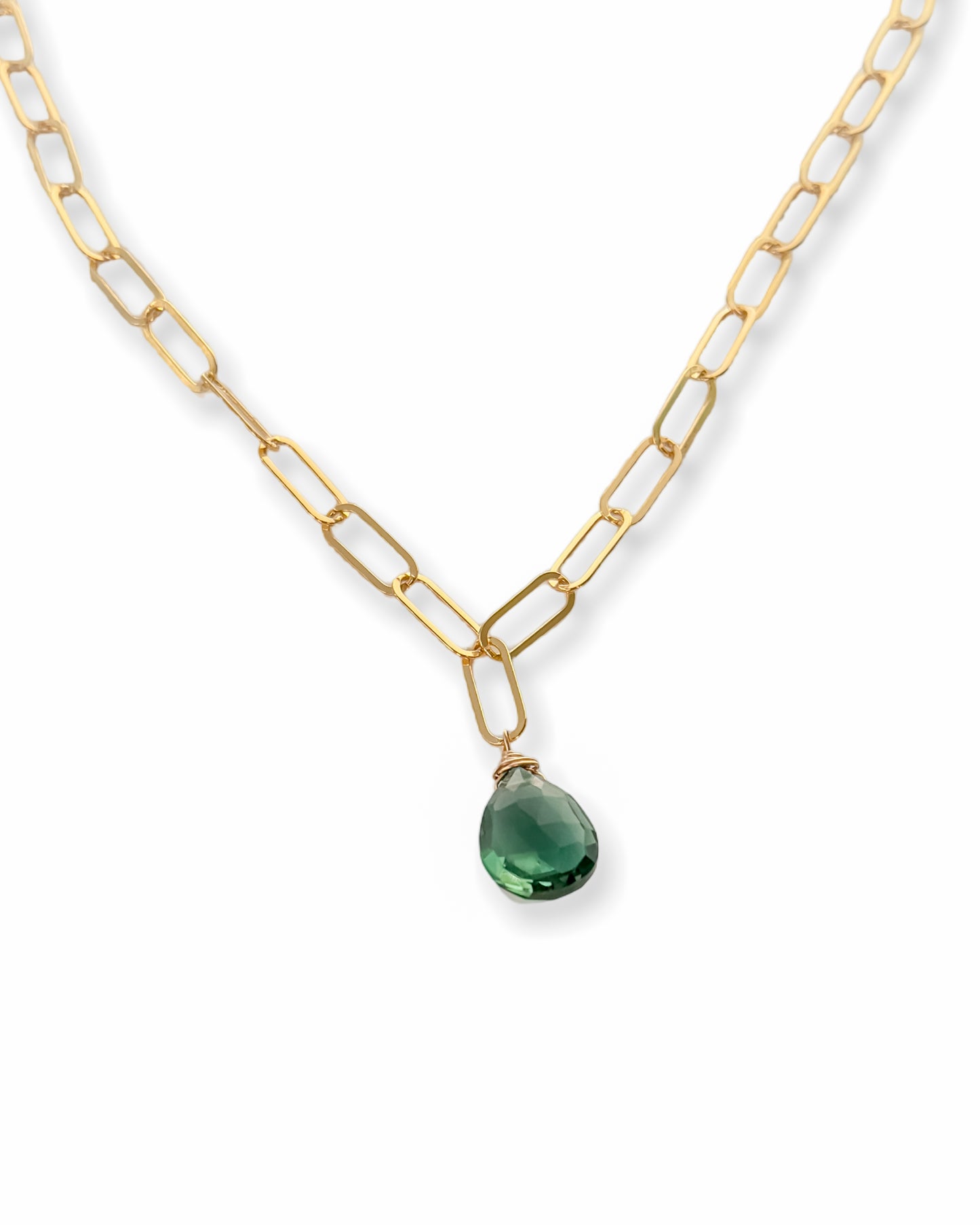 Large Gemstone Paperclip Necklace