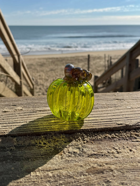Handblown Glass Pumpkin | Small Lime