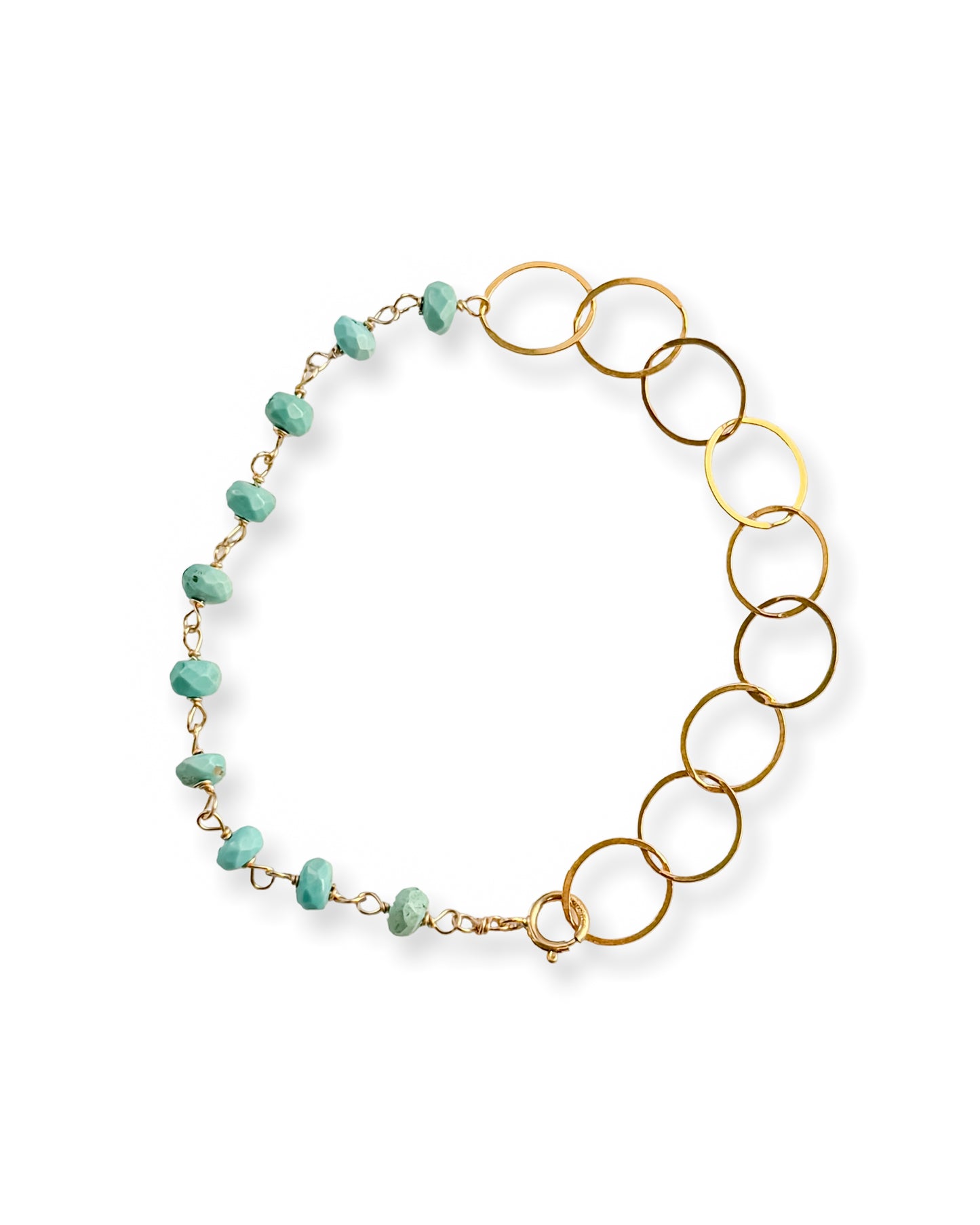 Half & Half Gemstone Gold Loop Bracelet