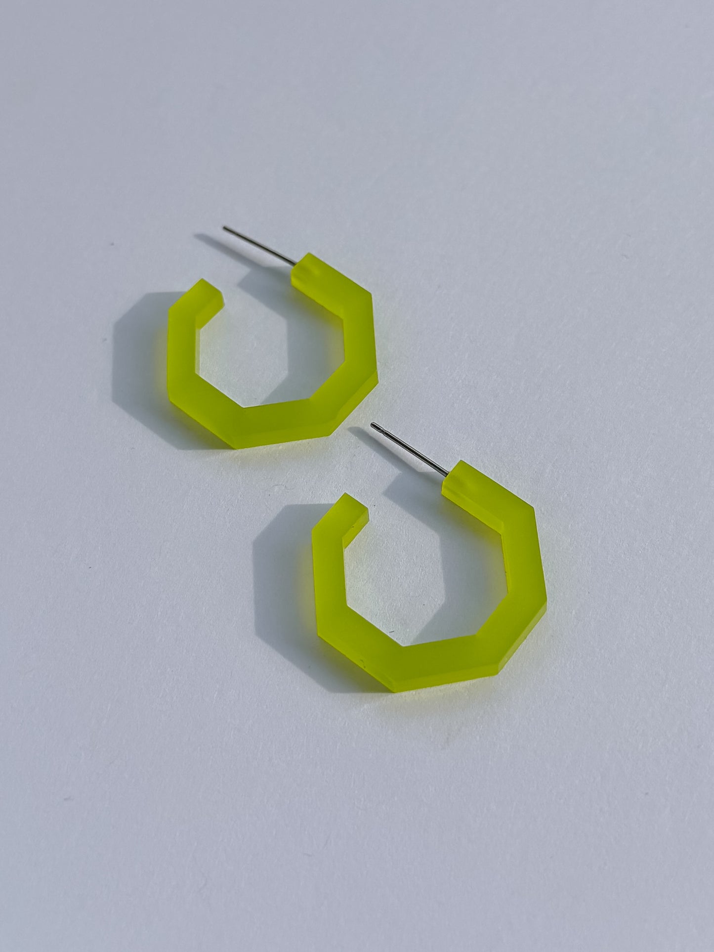 Lime Octagon Acrylic Hoop Earrings