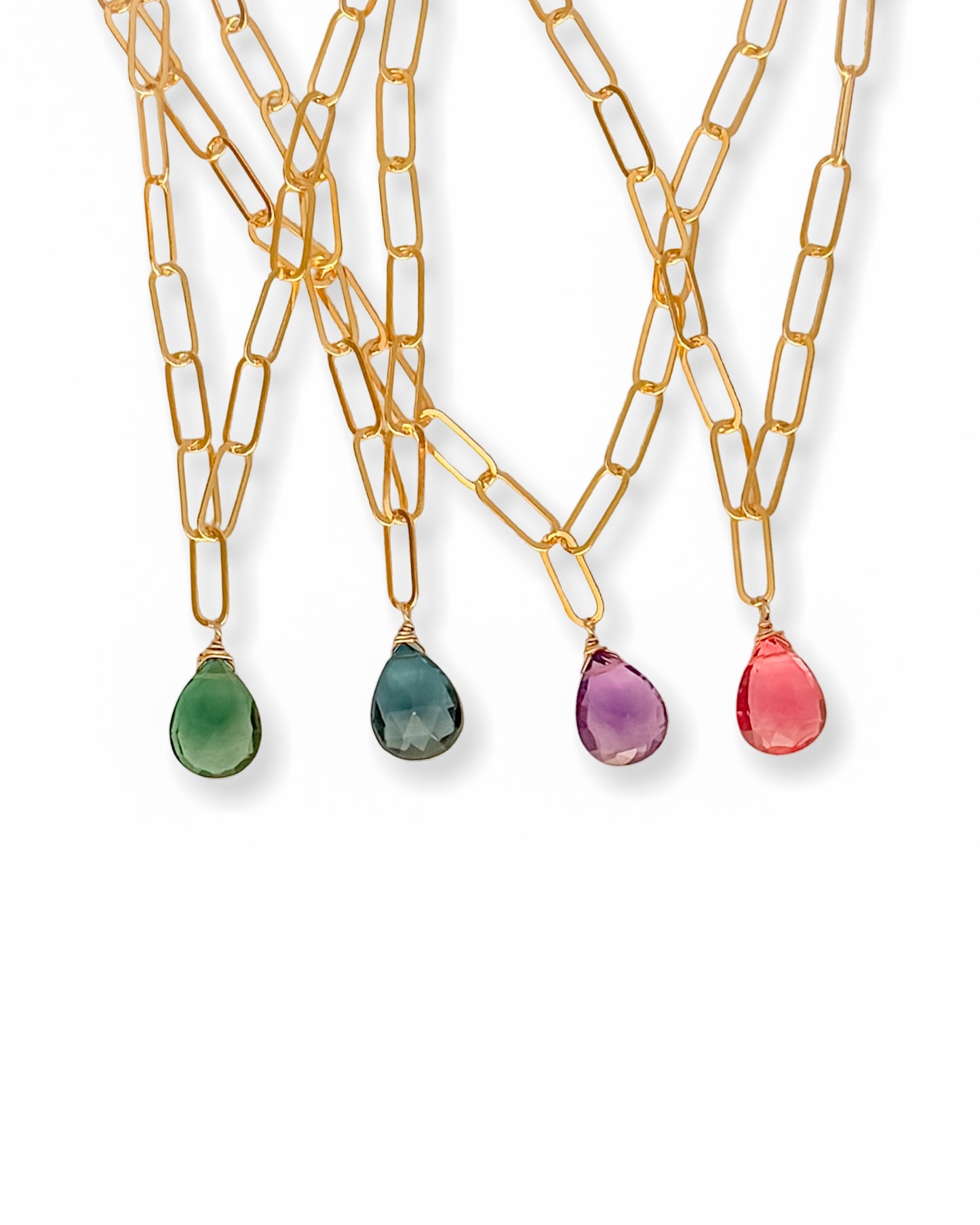 Large Gemstone Paperclip Necklace