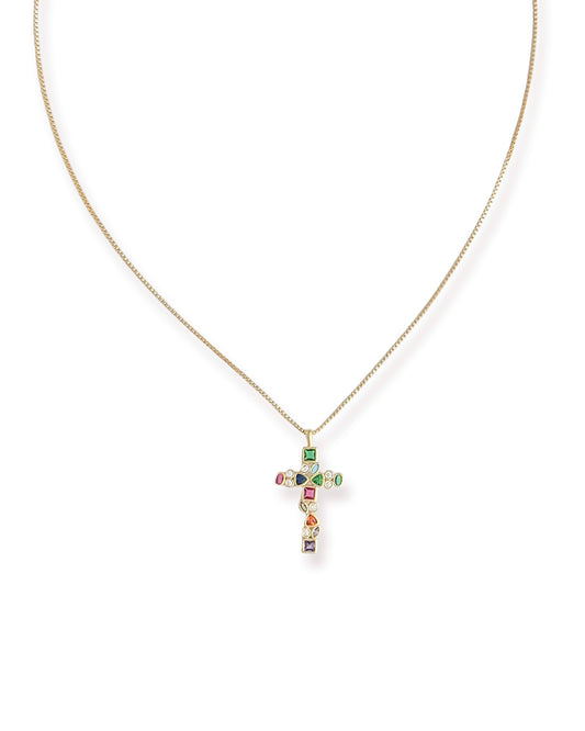 Riley James Colorful Cross Pendant Necklace