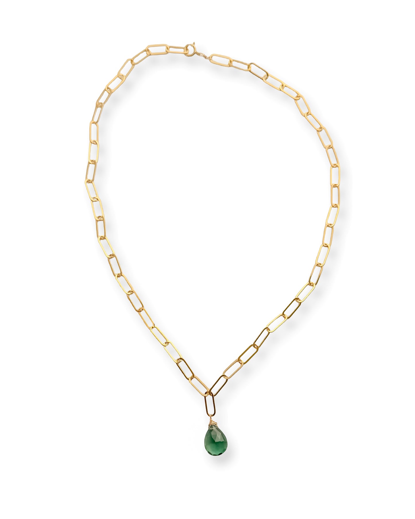 Large Gemstone Paperclip Necklace