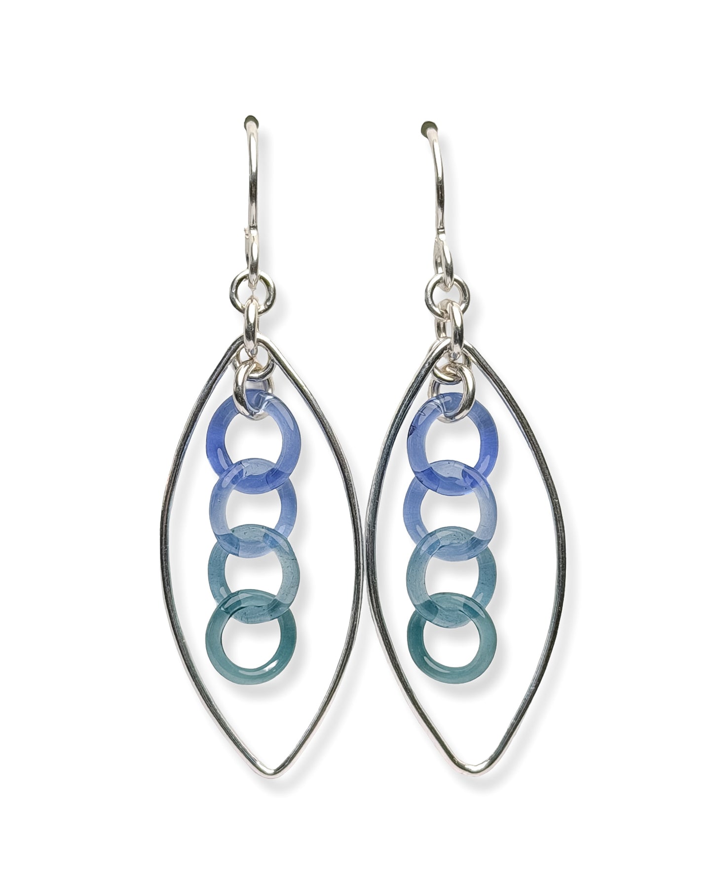 Sterling Silver + Glass Chainmaille Glass Earrings