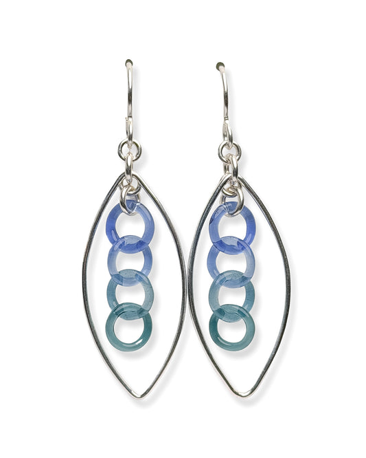 Sterling Silver + Glass Chainmaille Glass Earrings
