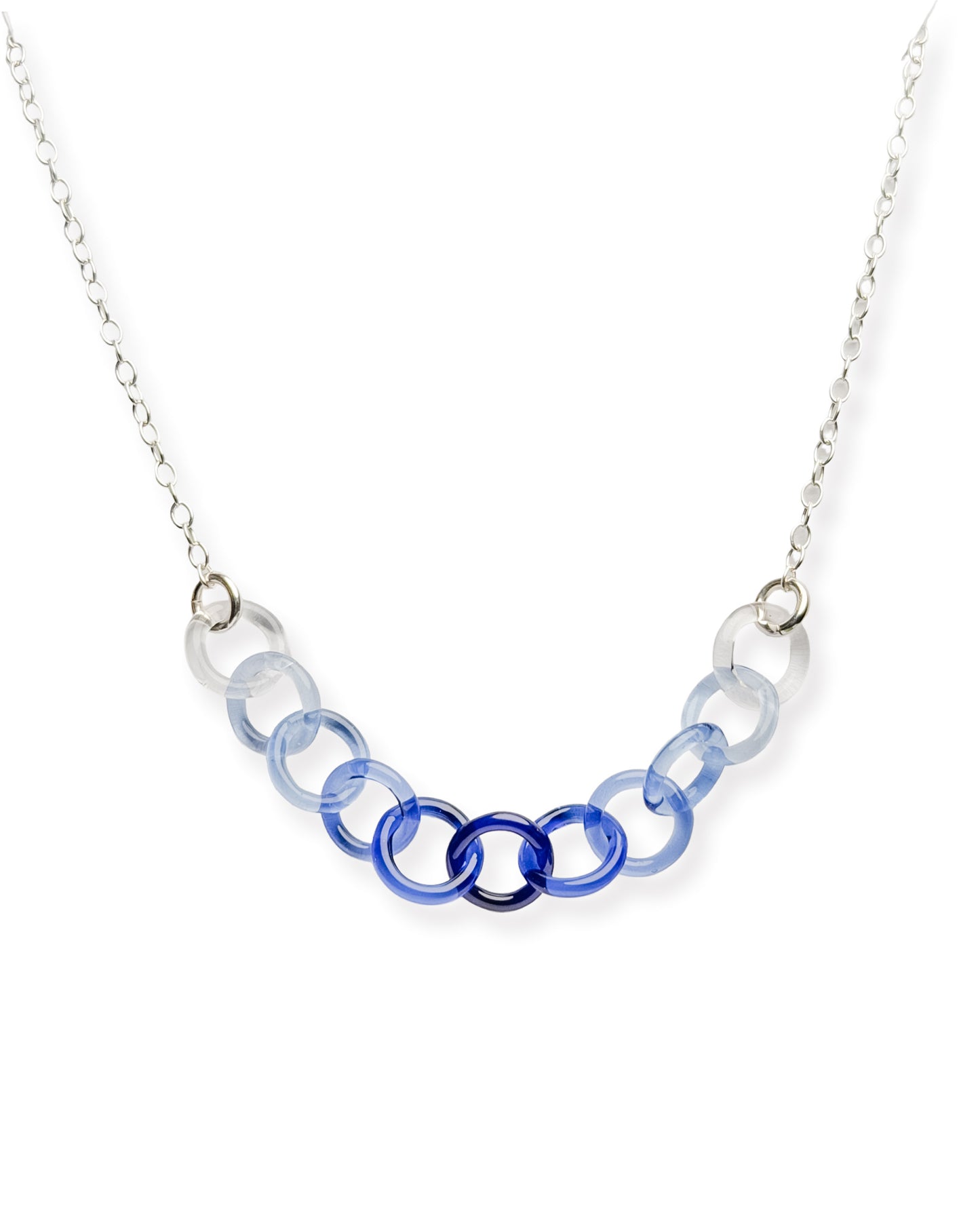 Eleven Ring Glass + Sterling Silver Chainmaille Necklace