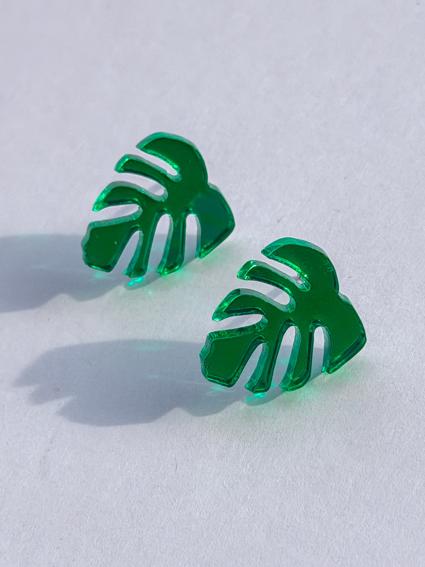 Green Palm Acrylic Hoop Earrings