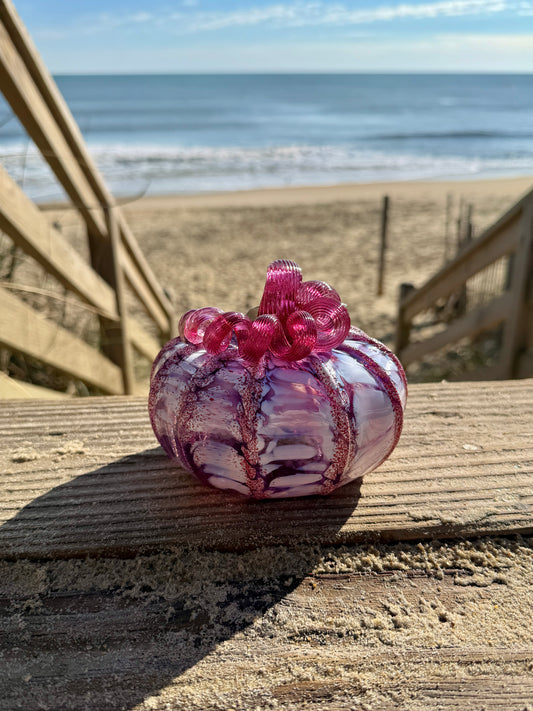 Handblown Glass Pumpkin | Medium Magenta