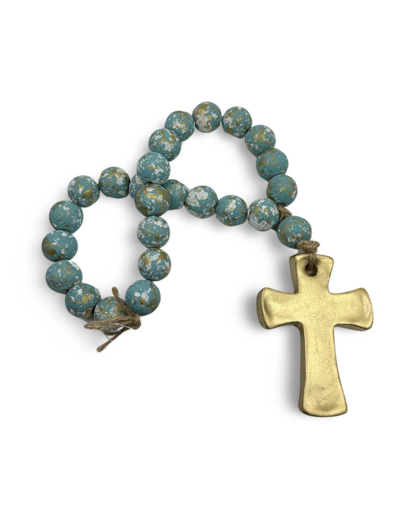 Wooden Bead Strand with Cross