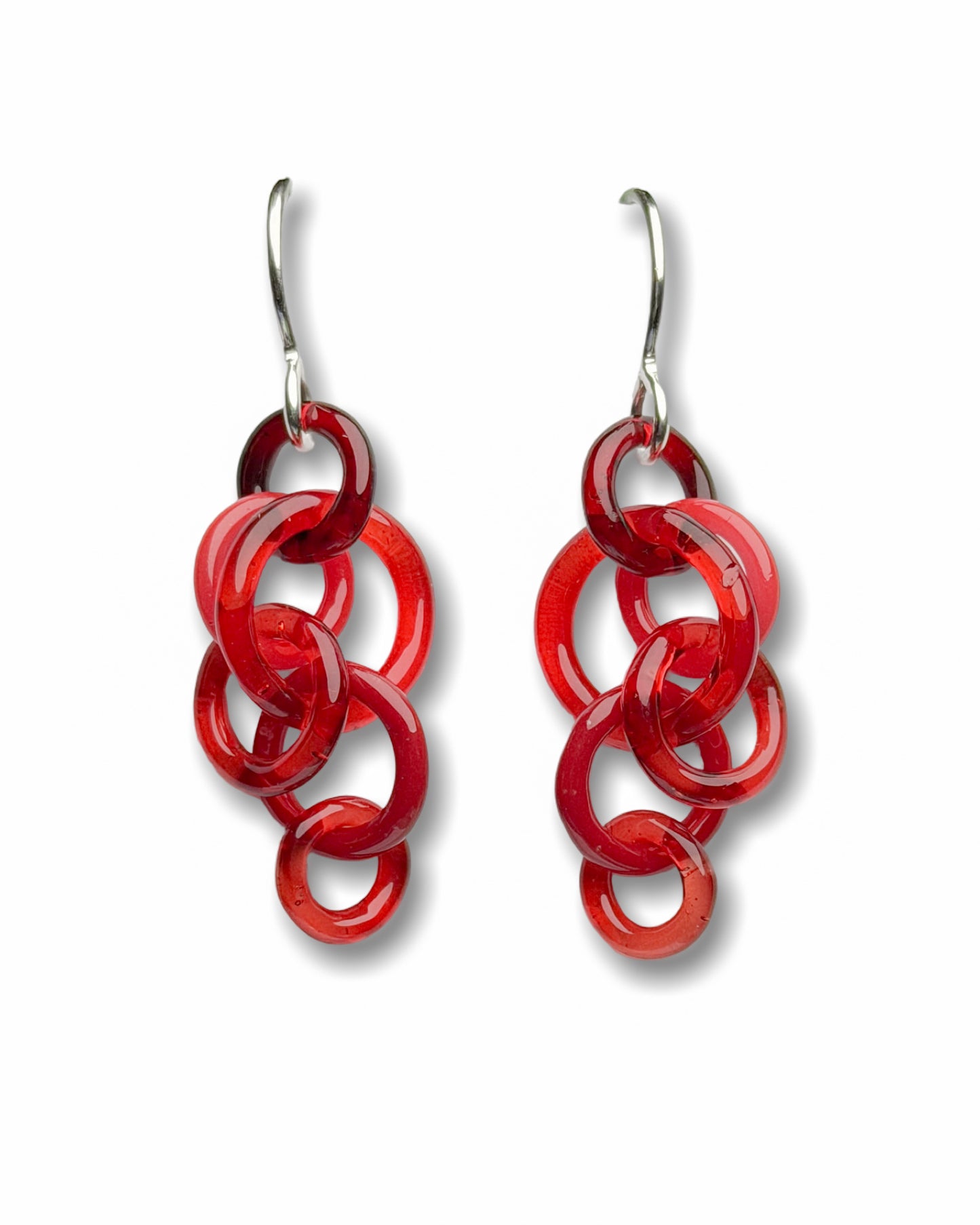 Red Jumble Chainmaille Glass Earrings